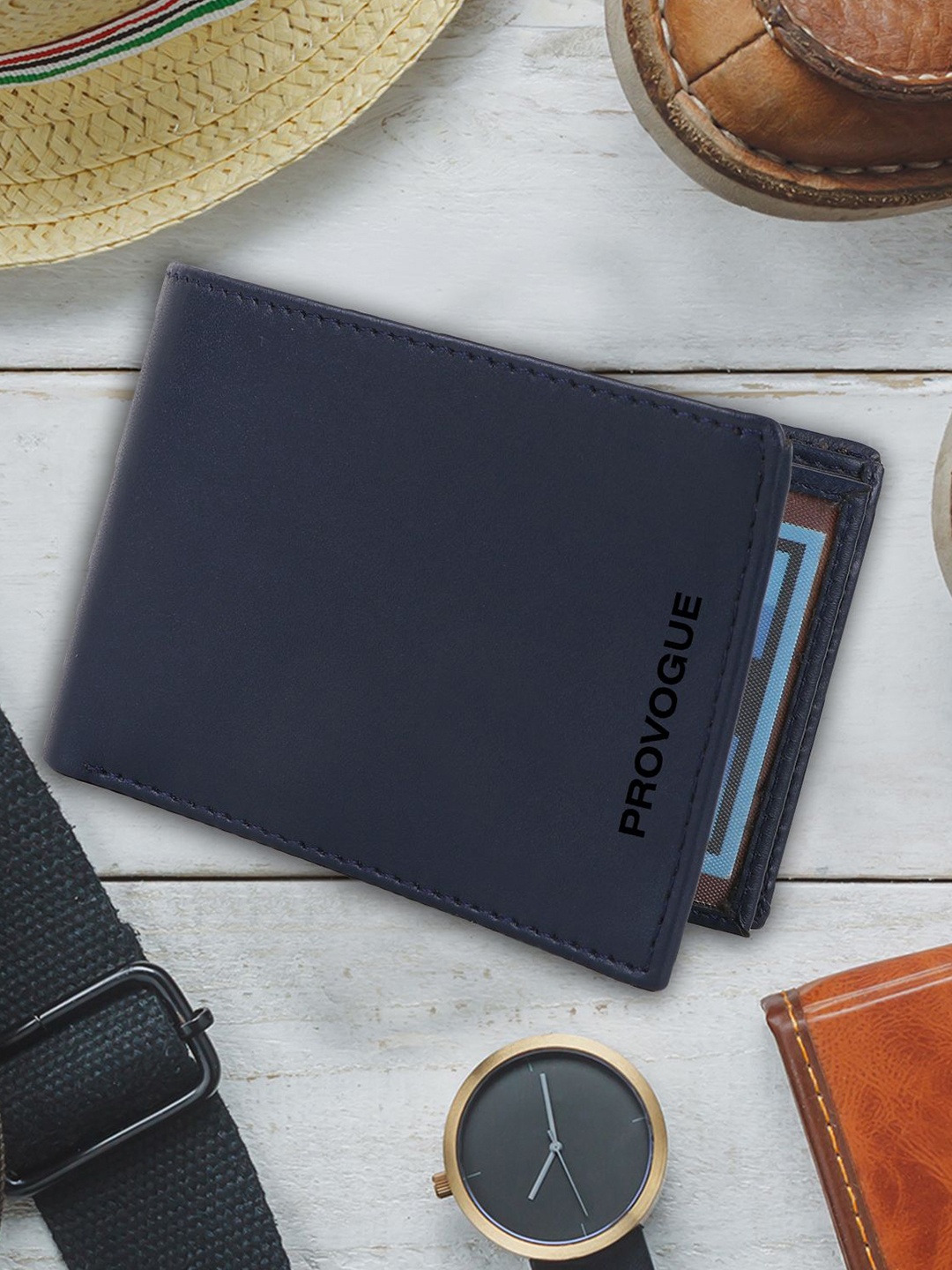 

Provogue Men PU Two Fold Wallet, Blue