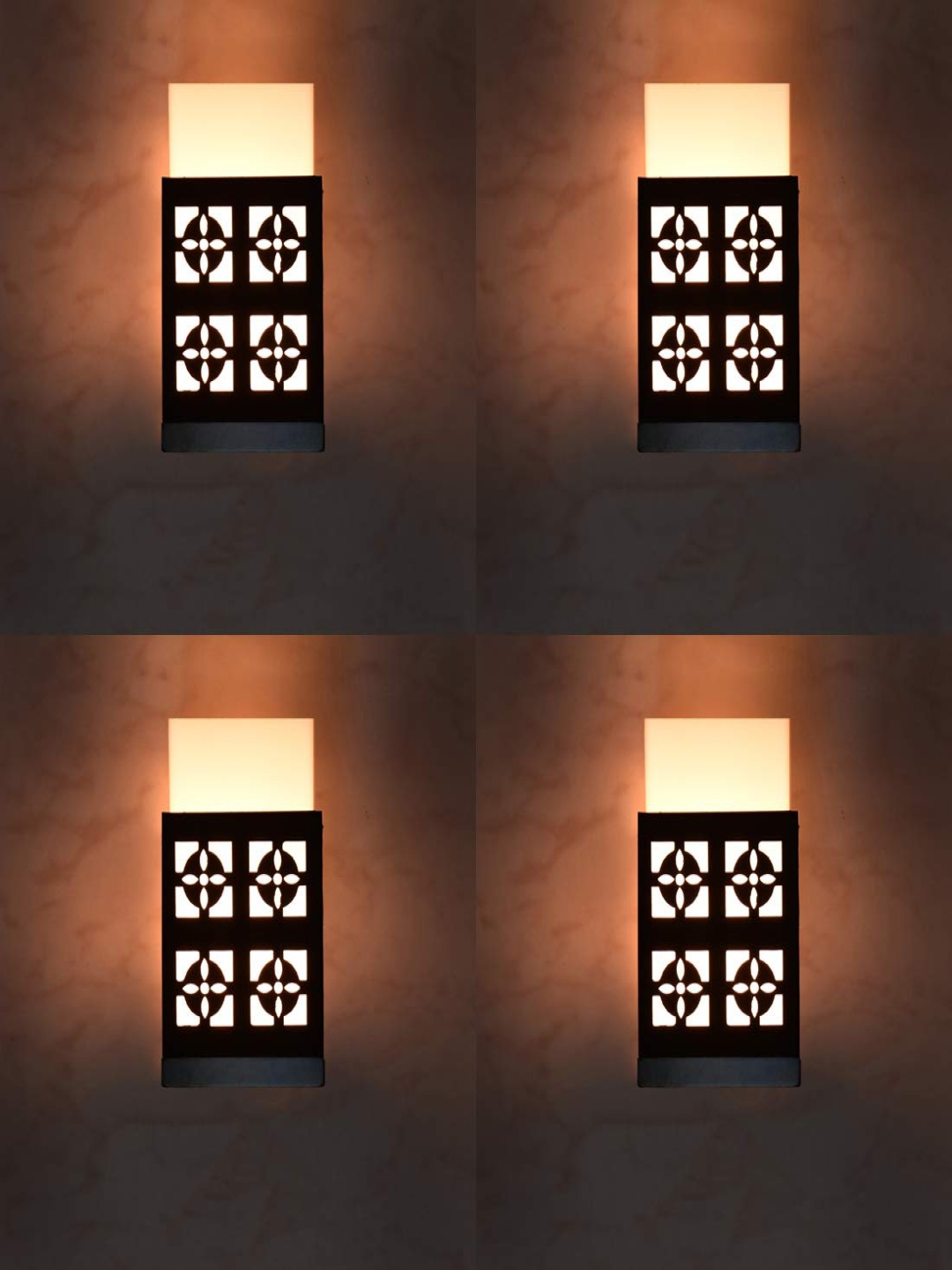 

Gojeeva Black 4 Pieces Wood Square Shaped Textured Contemporary Wall Lamp