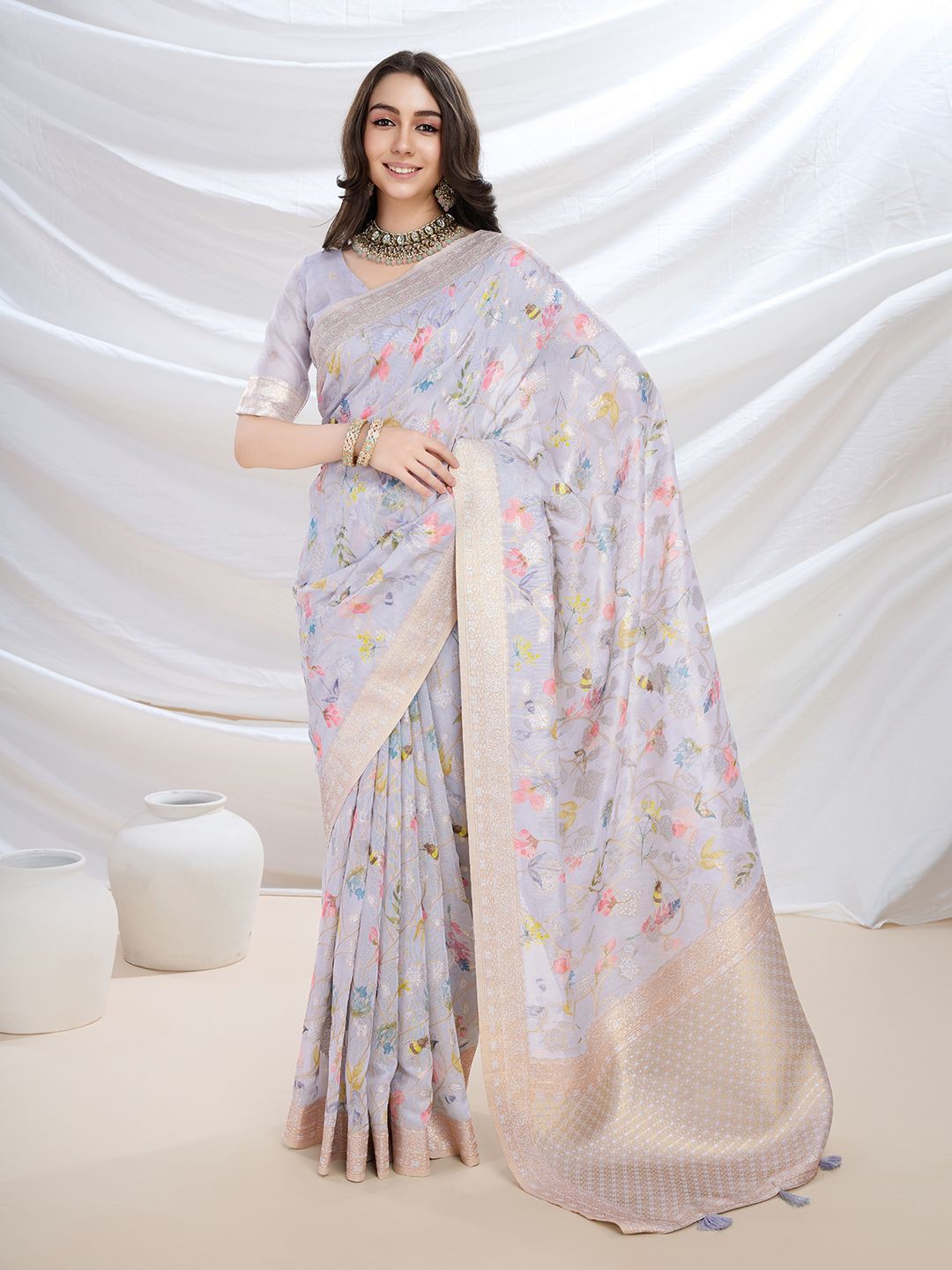 

Ishin Pure Cotton Saree, Purple