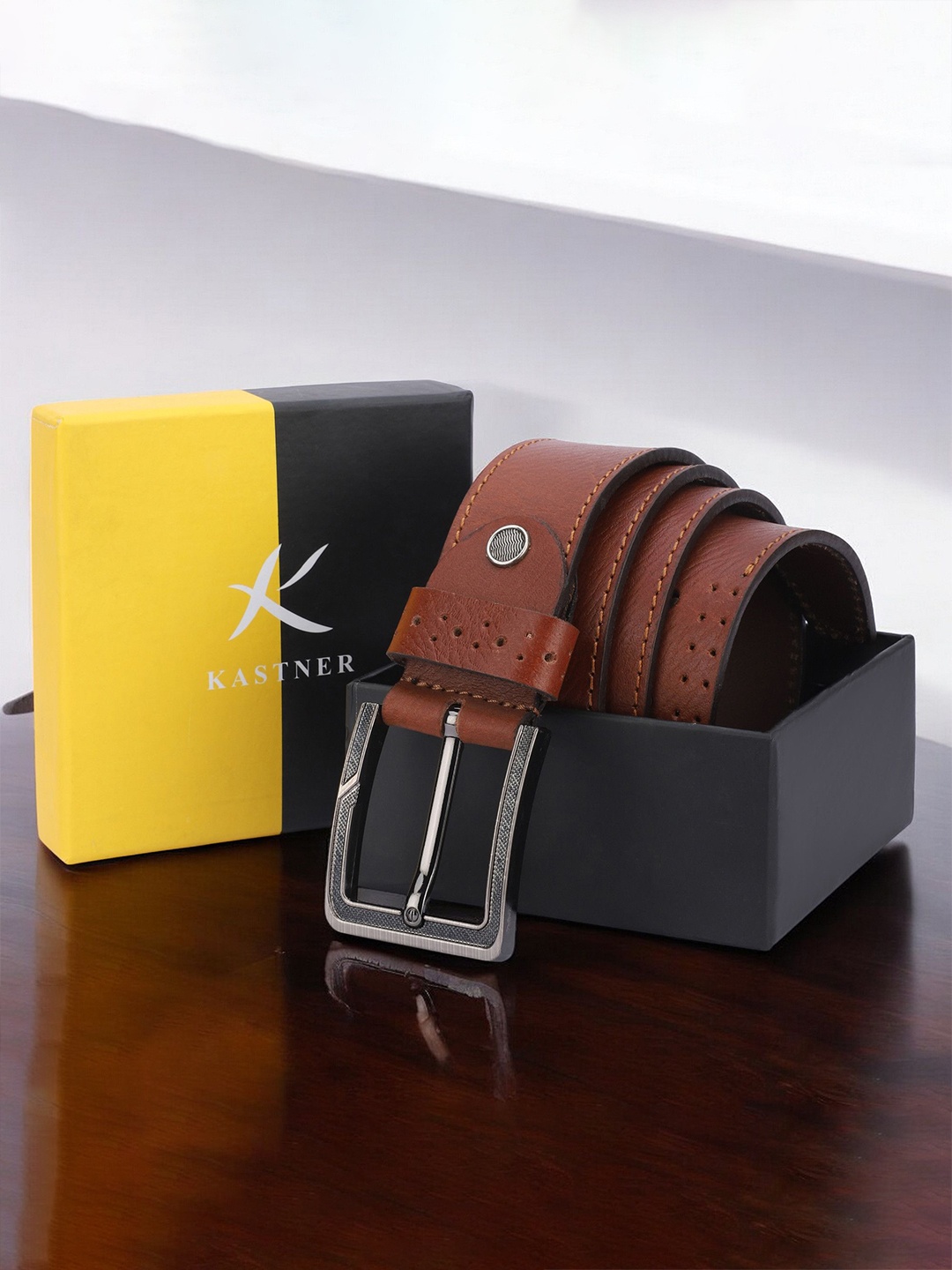 

Kastner Men Leather Formal Belt, Tan
