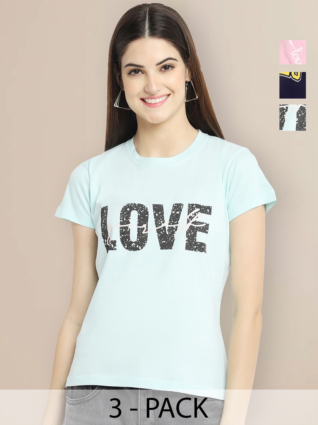 

Metronaut Women Typography 3 Printed Applique T-shirt, Multi