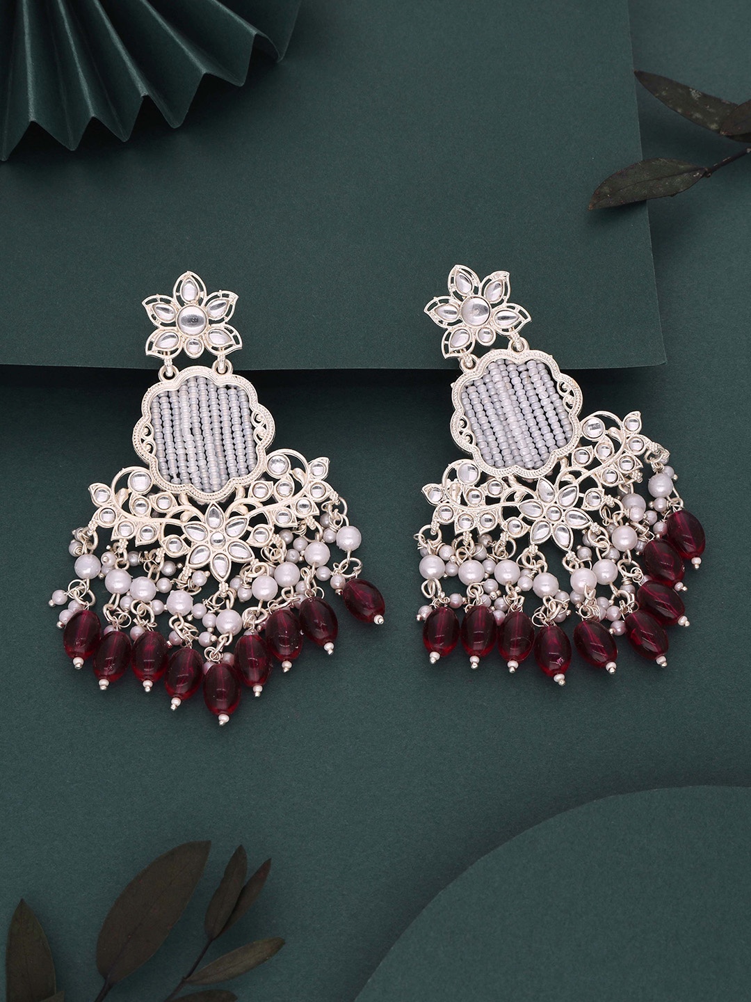 

Anouk Silver-Plated Artificial Beads Contemporary Jhumkas