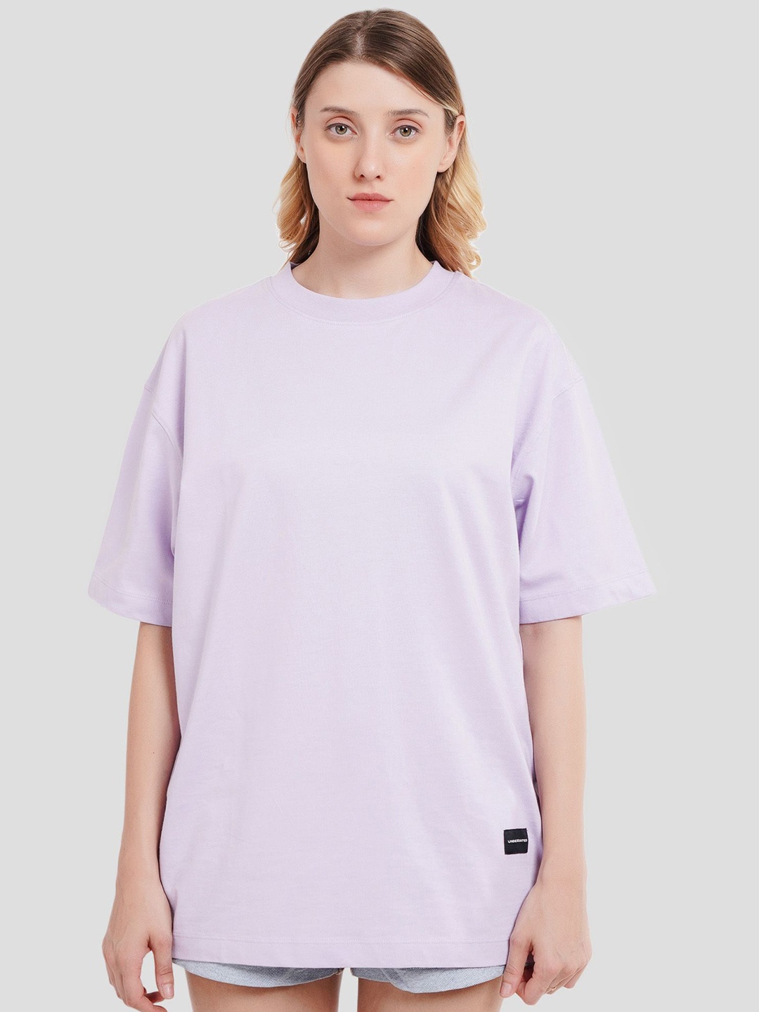 

Underrated Club Women Drop-Shoulder Sleeves Bio Finish Cut Outs T-shirt, Lavender