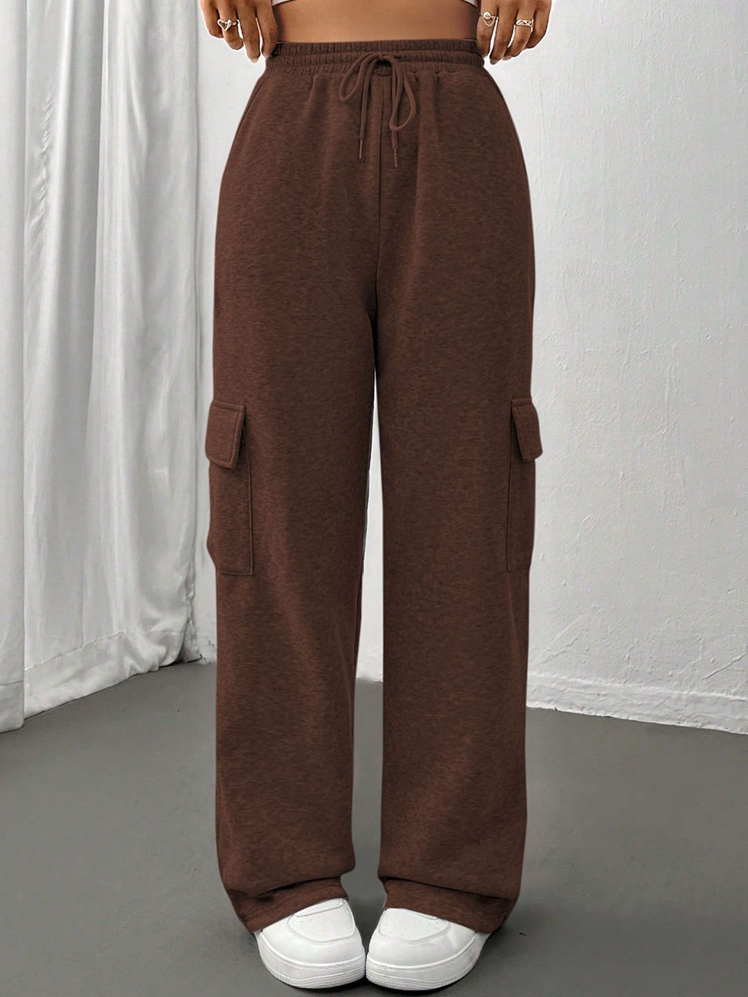 

KATECLO Women Smart High-Rise Cargos Trousers, Brown