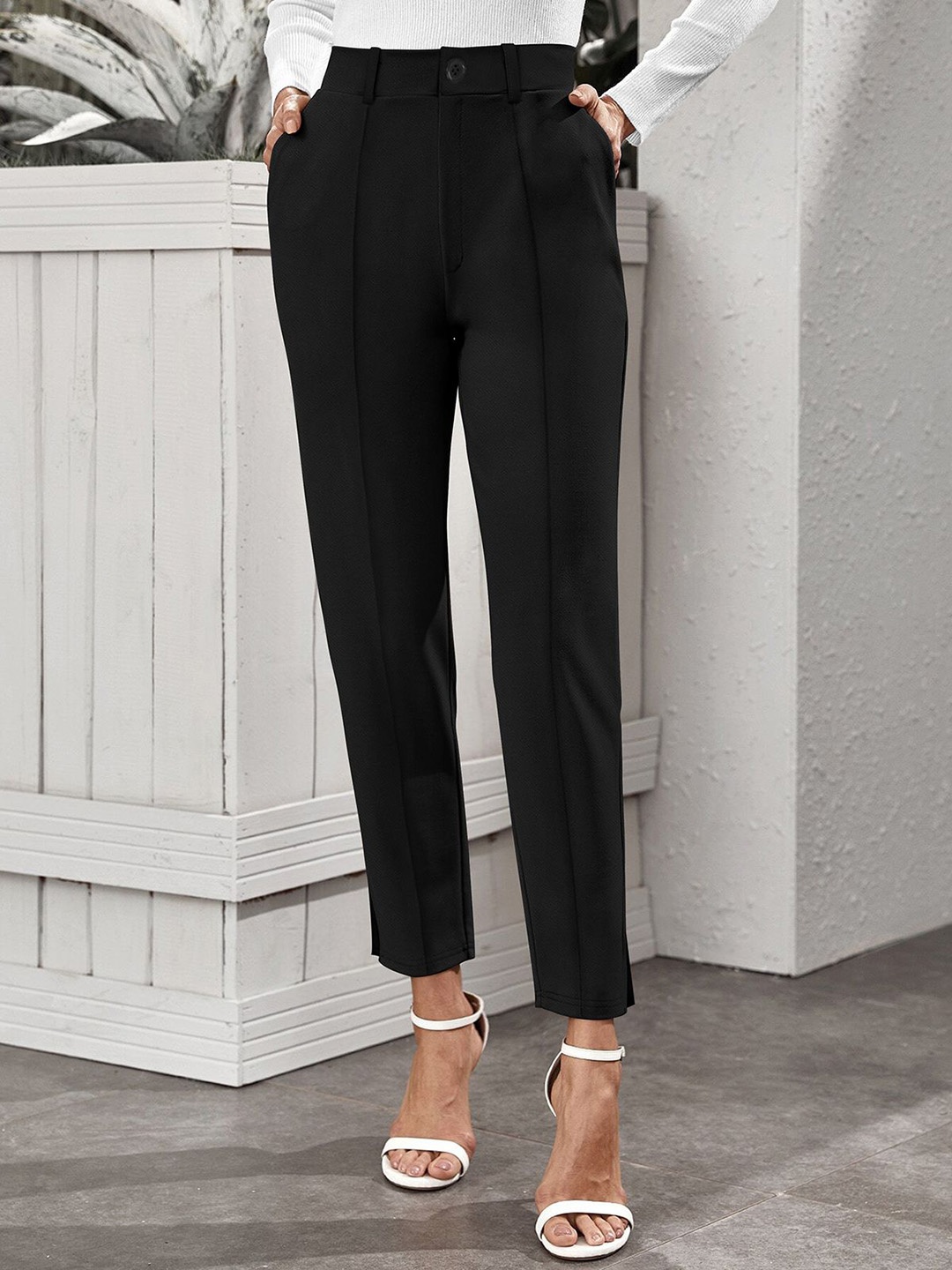 

CORSICA Women Original High-Rise Slim Fit Parallel Trousers, Black
