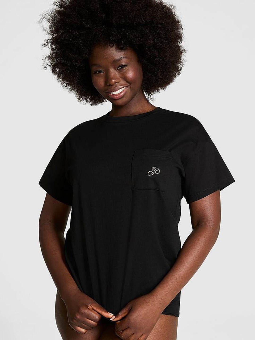 

Victoria's Secret PINK Pure Cotton Bling Lounge T-Shirt, Black