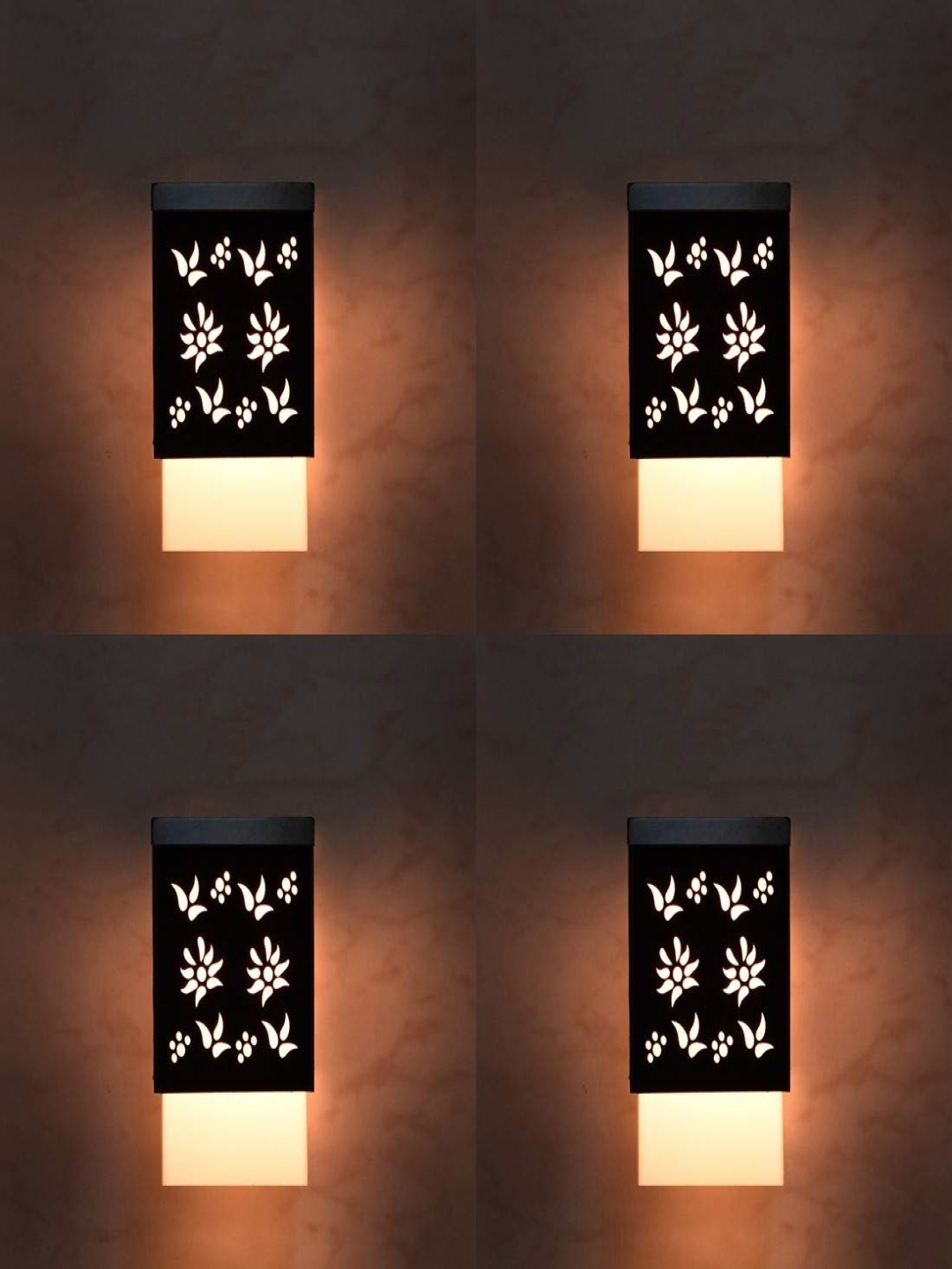 

Gojeeva Black & White 4 Pieces Textured Wooden Square Shaped Ceiling Lamps