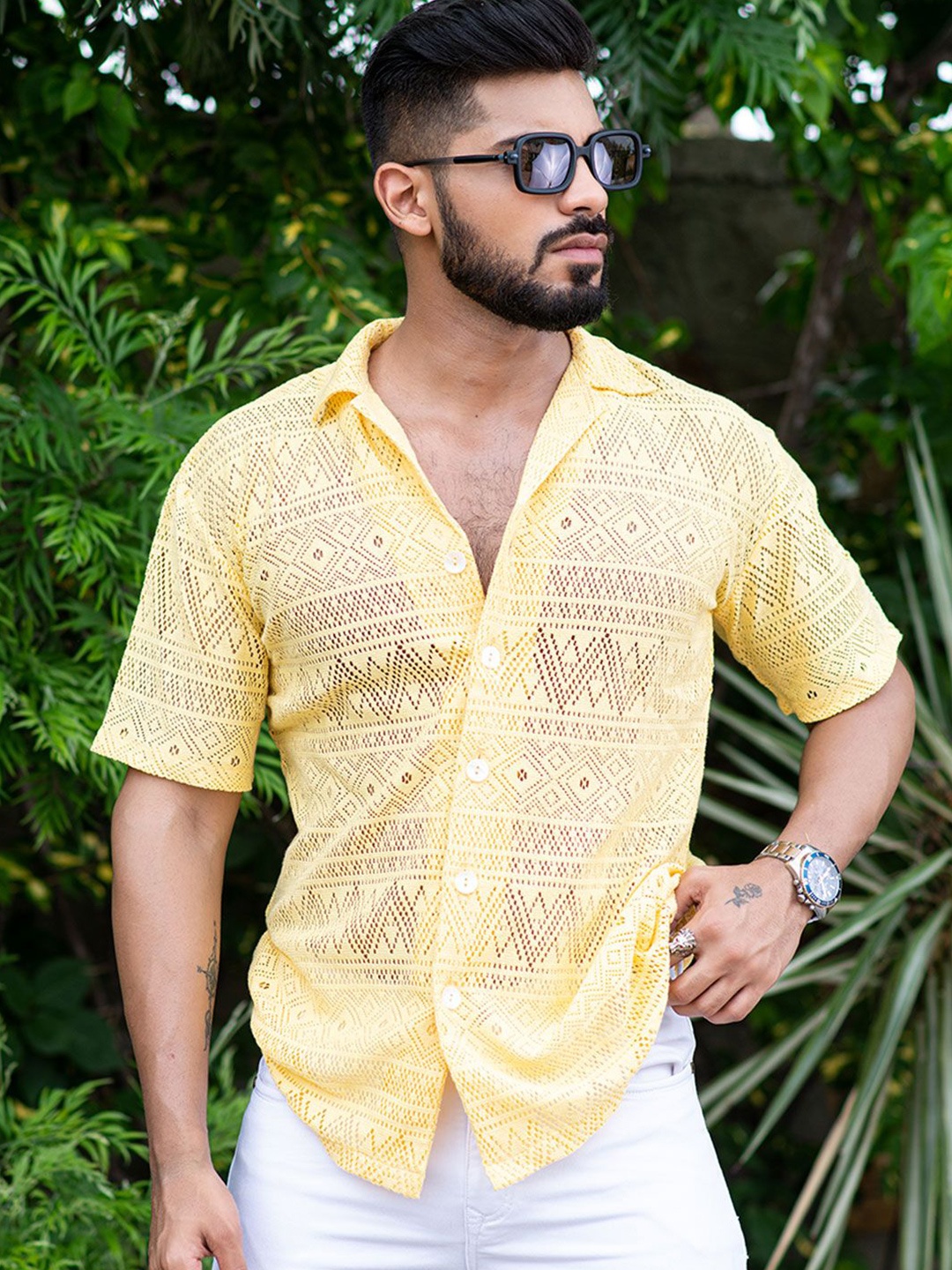 

Tistabene Men Opaque Printed Casual Shirt, Yellow