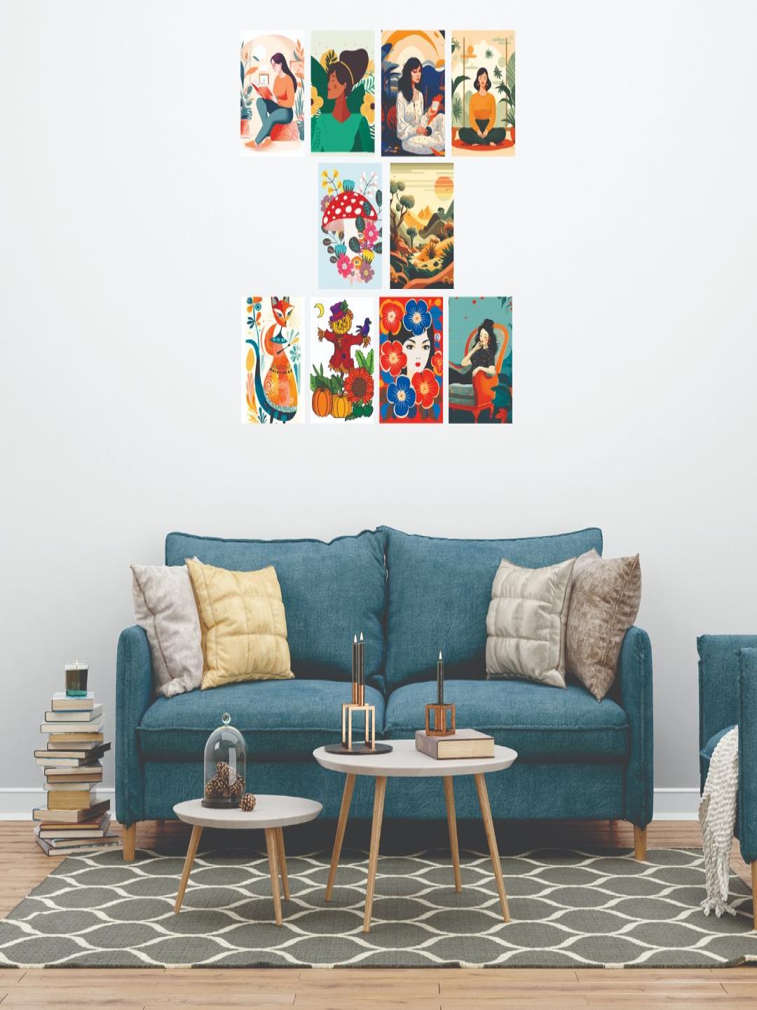 

CVANU Multicoloured 10 Pieces Paper Wall Art, Multi