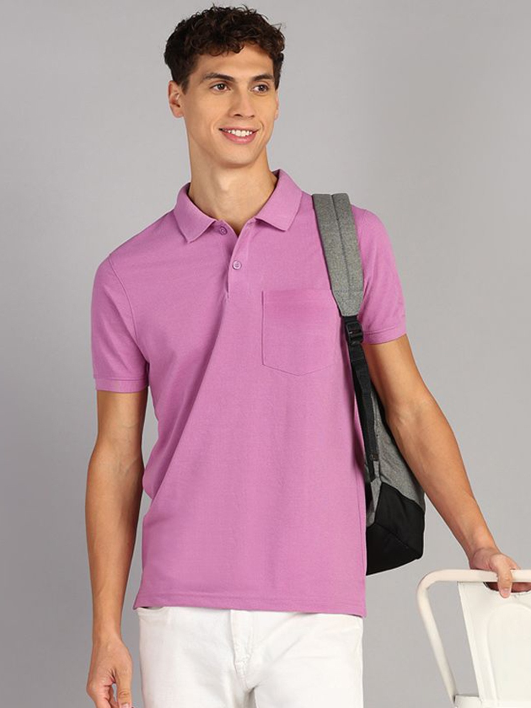 

XFOX Men Polo Collar T-shirt, Lavender