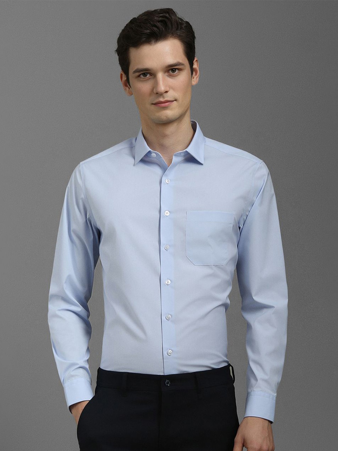 

Louis Philippe Men Slim Fit Opaque Formal Shirt, Blue