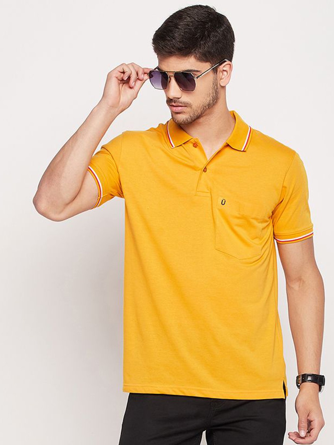 

UNIBERRY Men Polo Collar T-shirt, Mustard