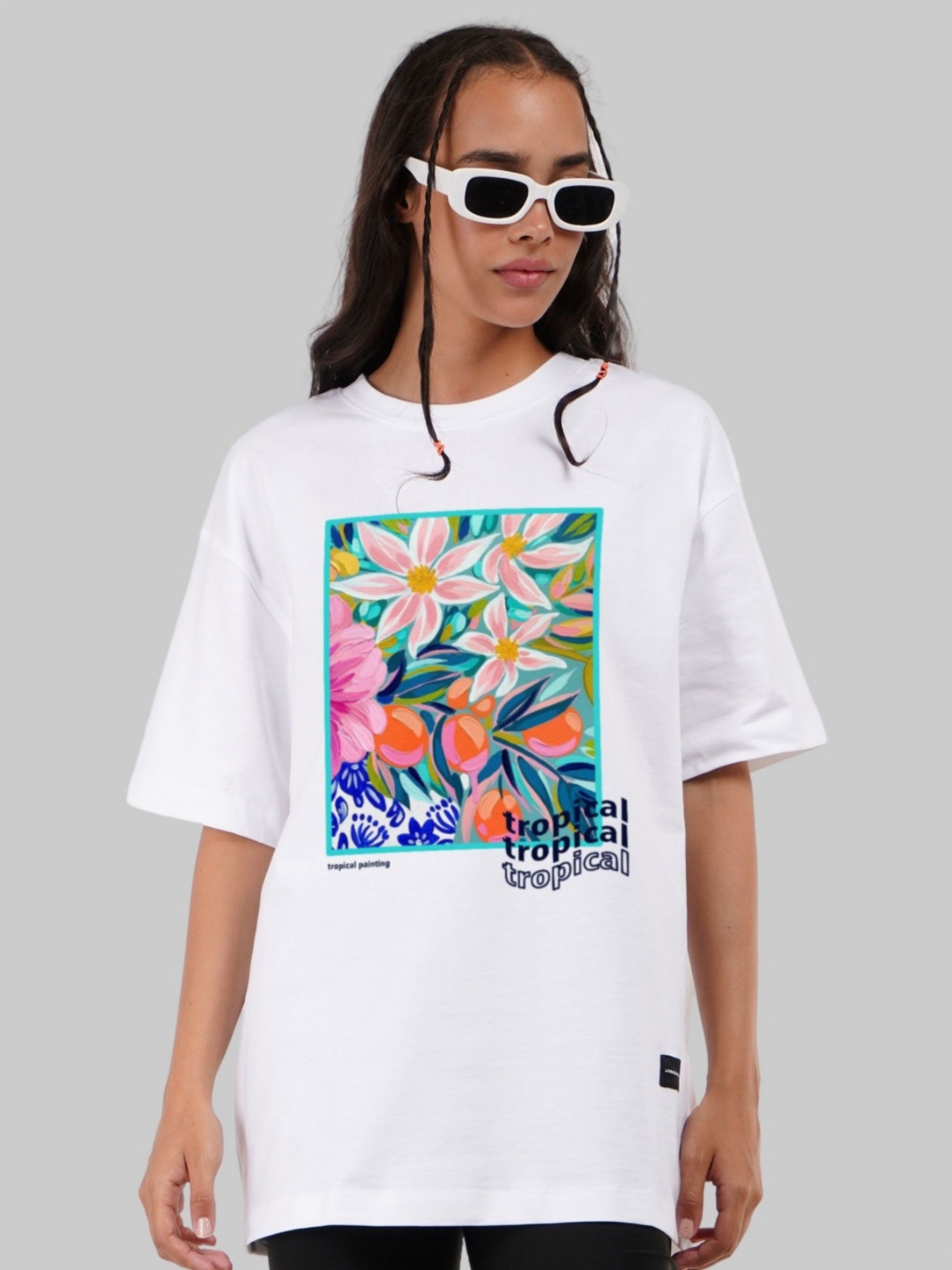 

Underrated Club Women Floral Printed Bio Finish T-shirt, White