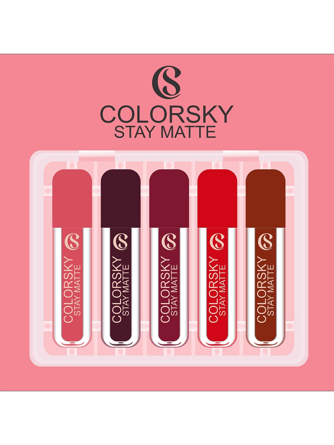 

COLORSKY Stay Matte Set Of 5 Long Lasting Liquid Lipstick 3ml Each, Maroon