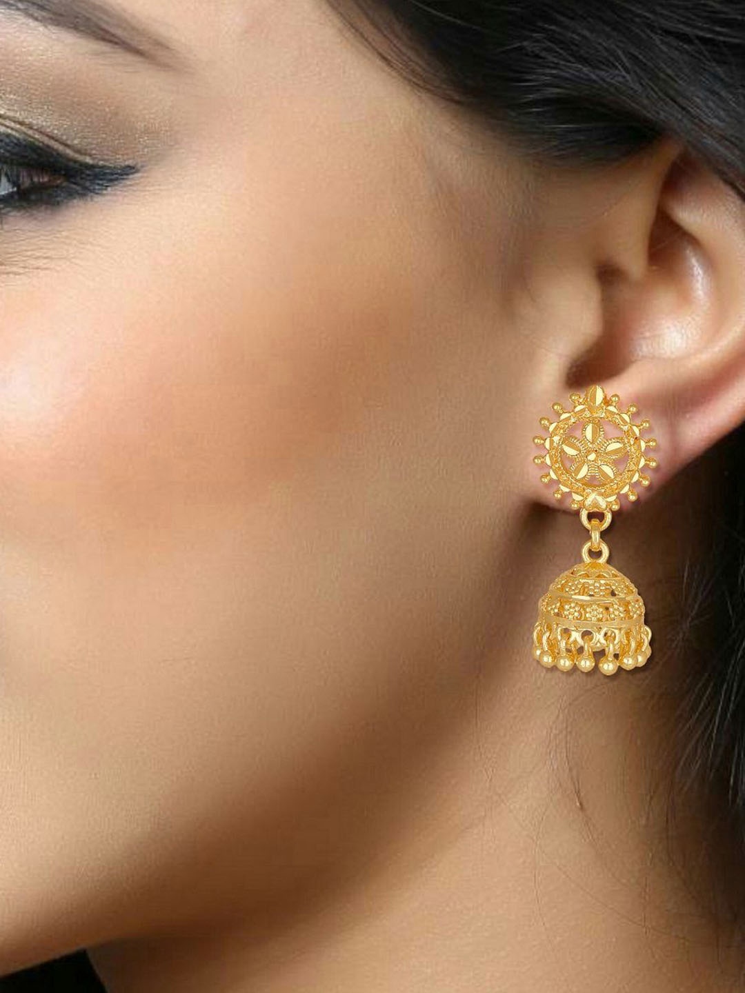 

DIVASTRI Gold-Plated Dome Shaped Jhumkas