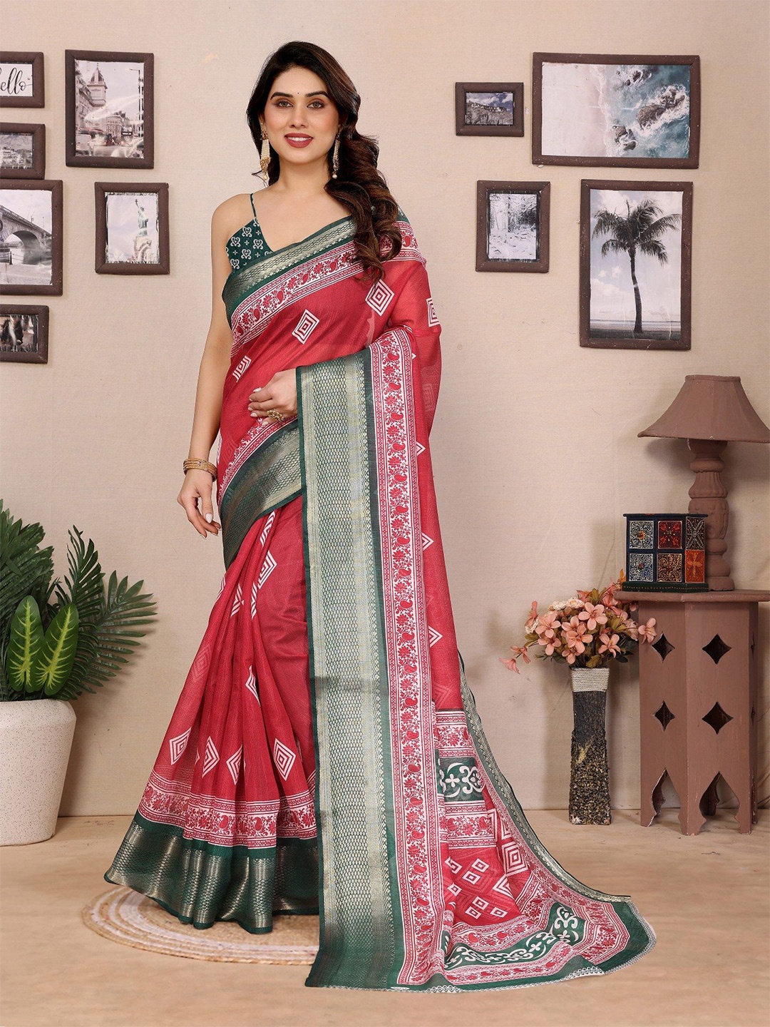 

Moda Rapido Zari Saree, Maroon