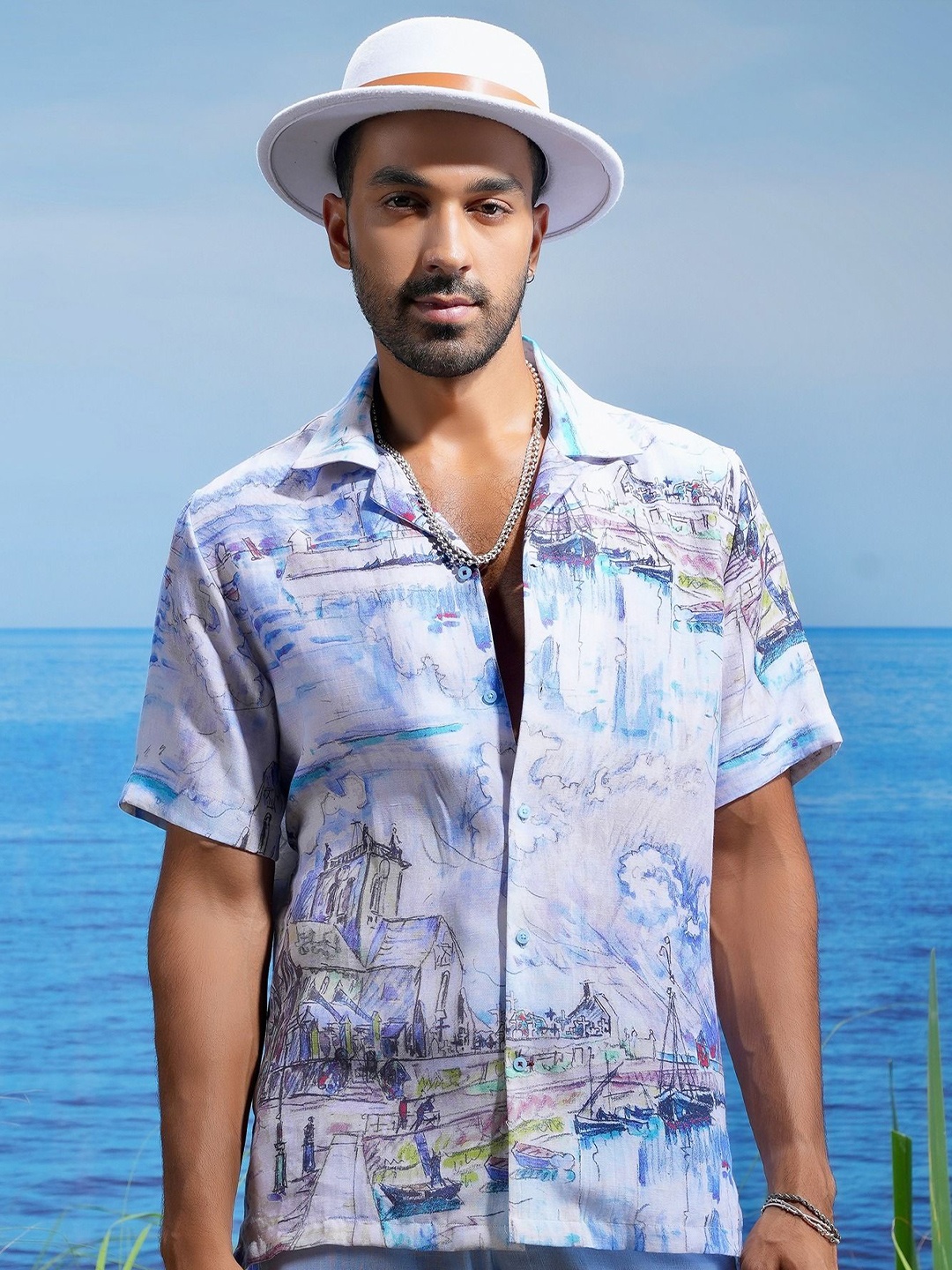 

ASUKA Men Opaque Printed Casual Shirt, White