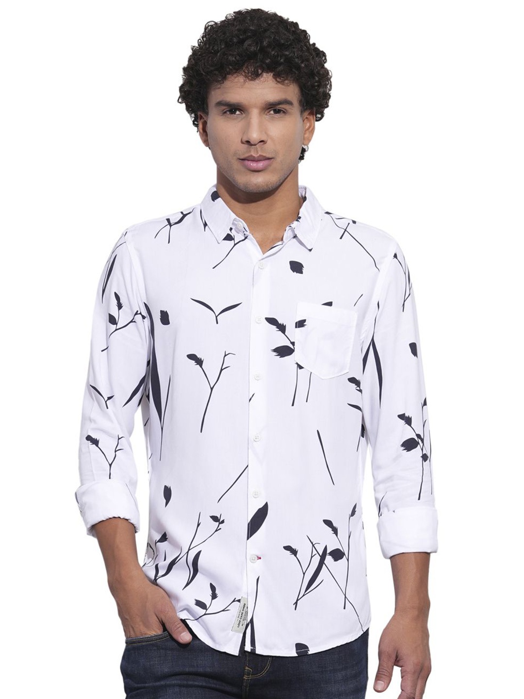 

Being Human Men Classic Floral Opaque Printed Casual Shirt, White