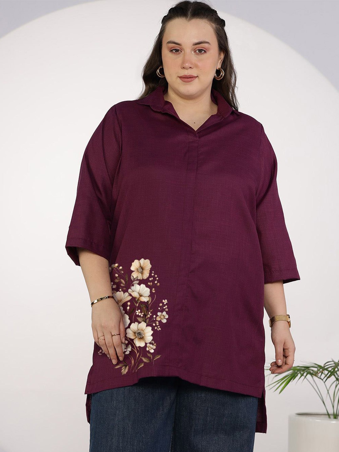 

LetsDressUp Purple Cotton Slub Shirt Top