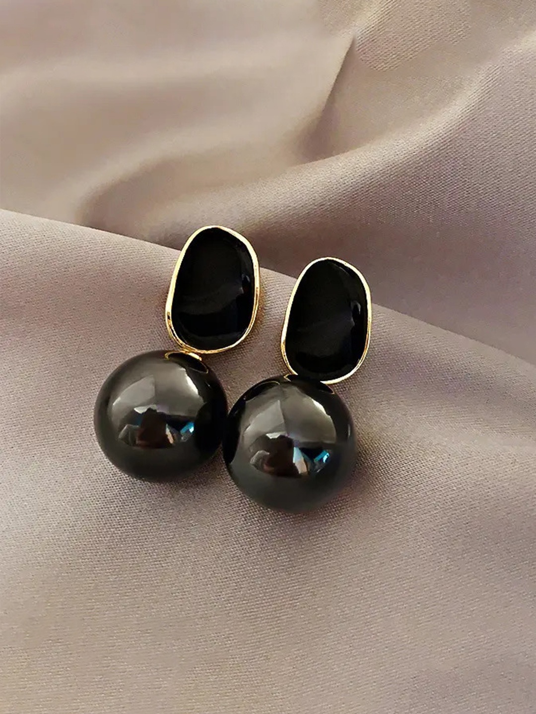 

Celestique Contemporary Shaped Korean Drop Earrings, Black