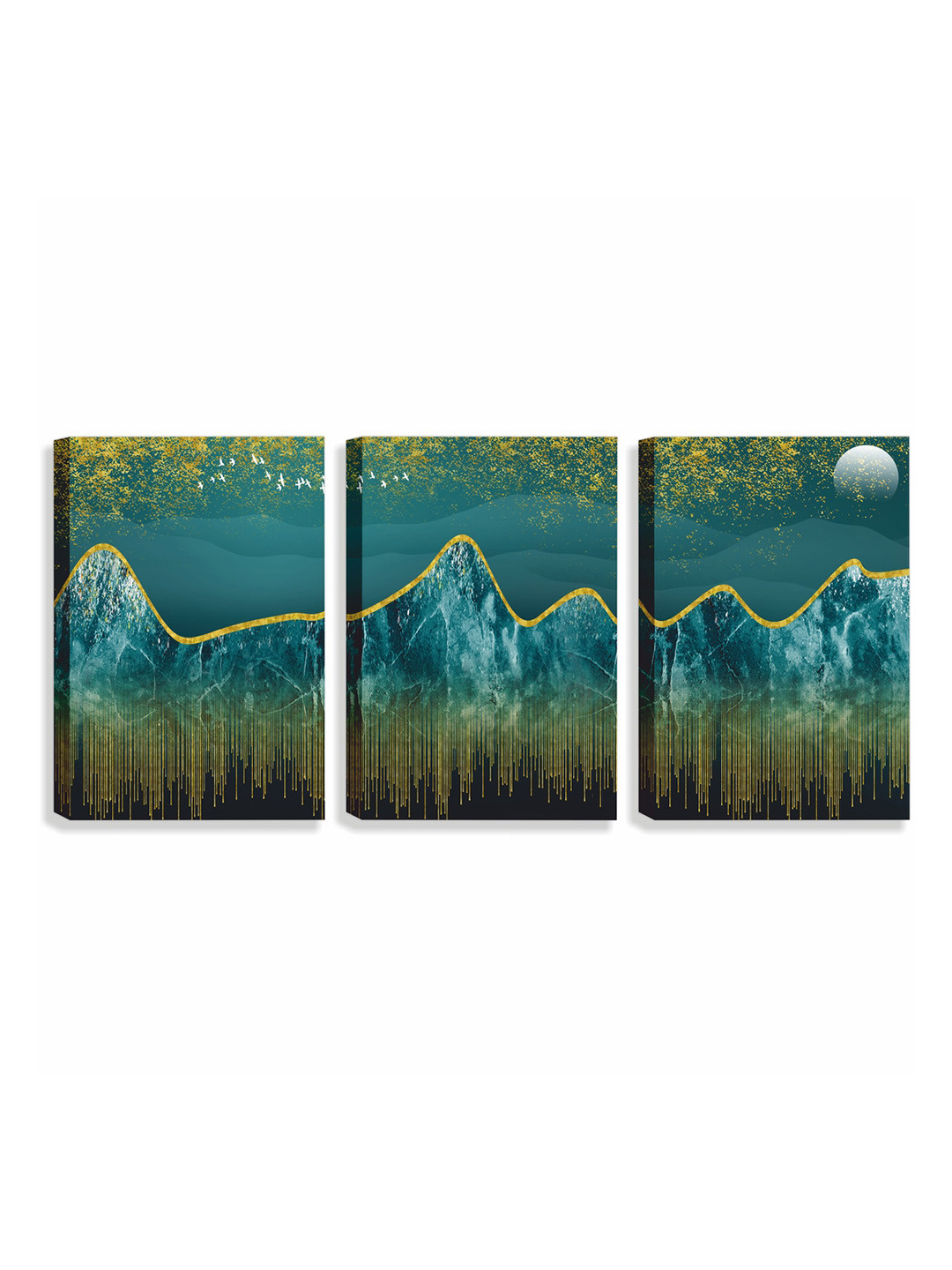 

CVANU Mustard & Green 3 Pieces Rectangular Canvas Painting Wall Arts
