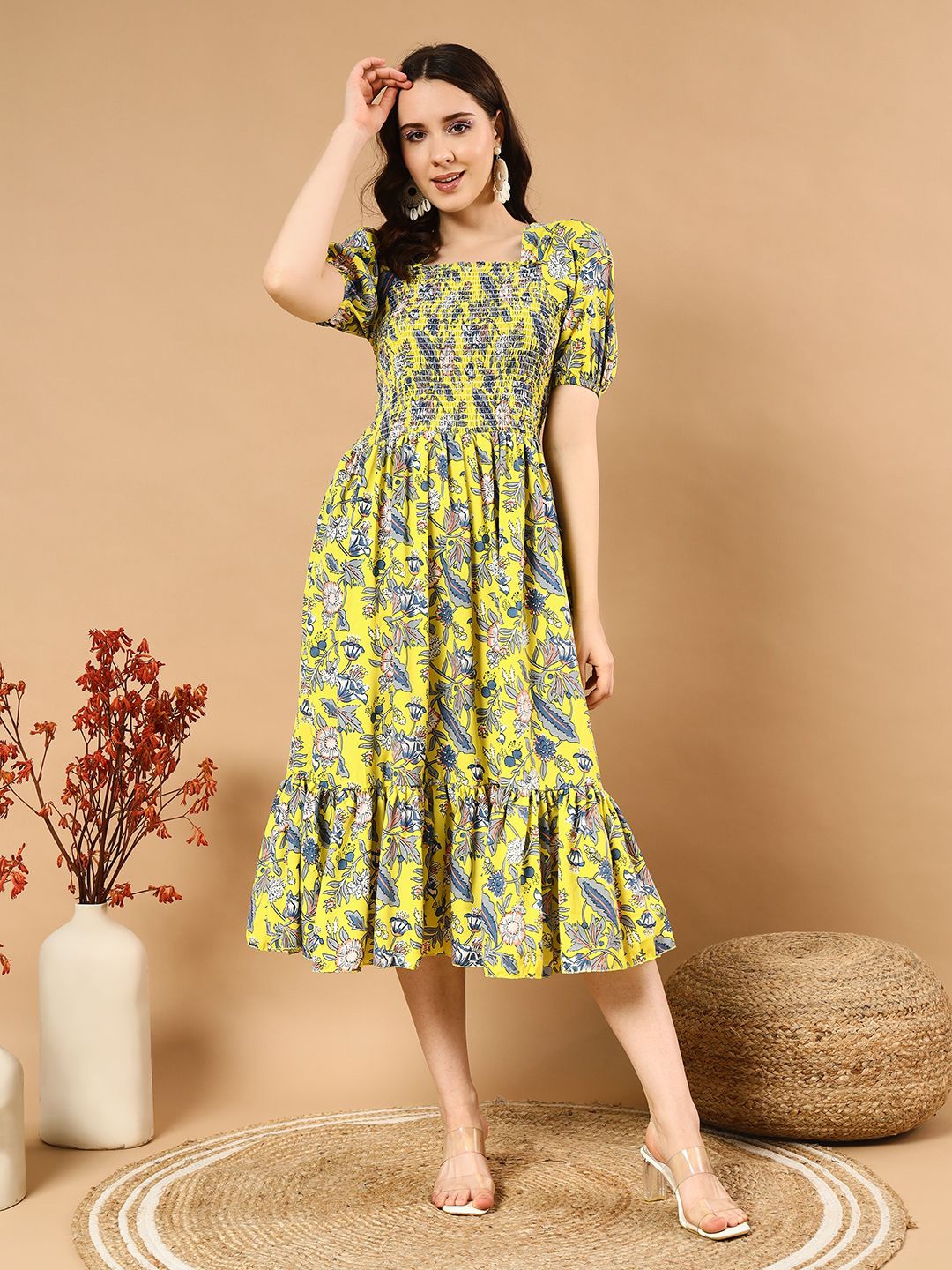 

Moda Rapido Crepe Fit & Flare Dress, Yellow