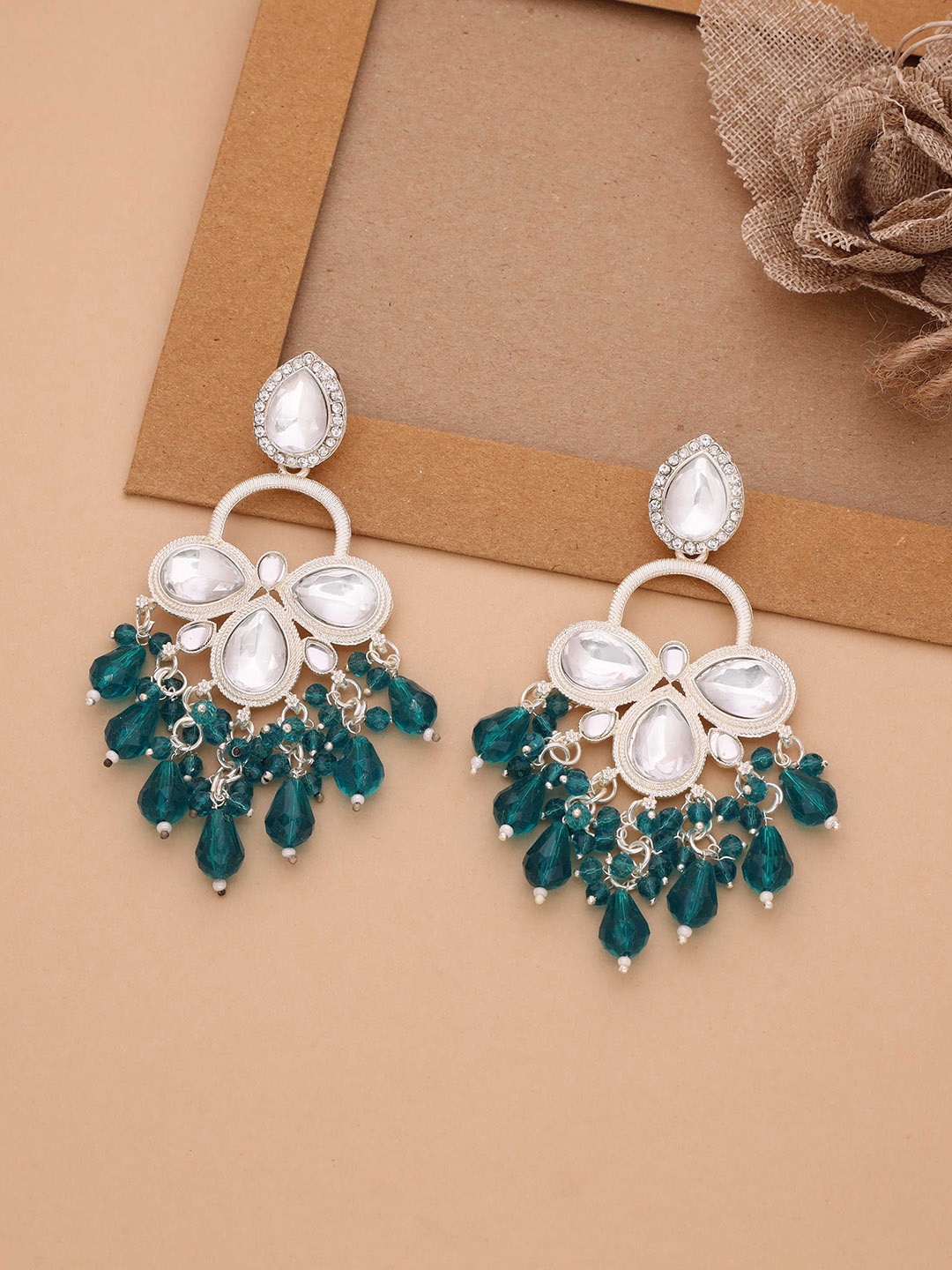 

Anouk Gold Plated Artificial Beads Contemporary Jhumkas, Silver
