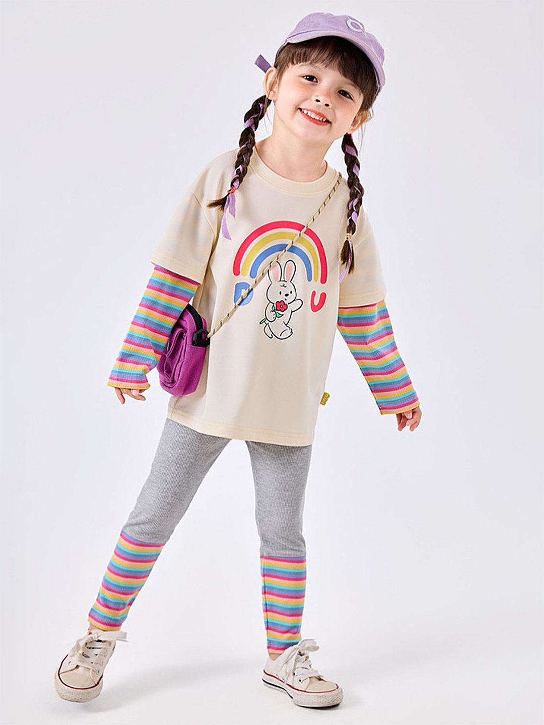 

LULU & SKY Girls Graphic Printed T-shirt With Leggings, Off white