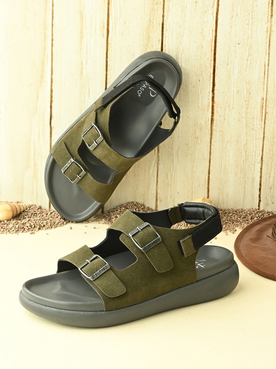 

El Paso Men Comfort Sandals, Olive