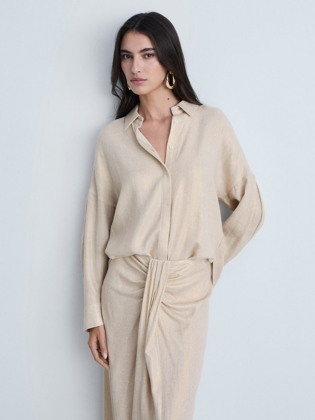 

MANGO Opaque Casual Shirt, Beige