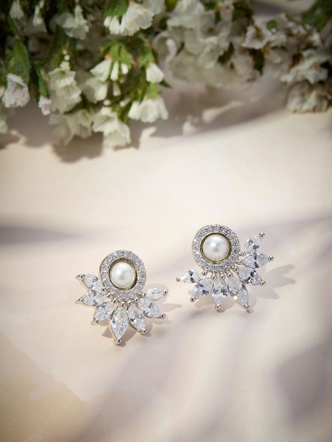 

MAIRA 925 Sterling Silver Rhodium-Plated contemporary Studs