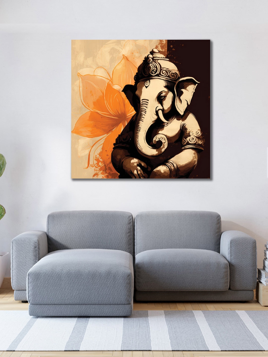 

CVANU Brown & Orange Religious Square Canvas Wall Art Painting