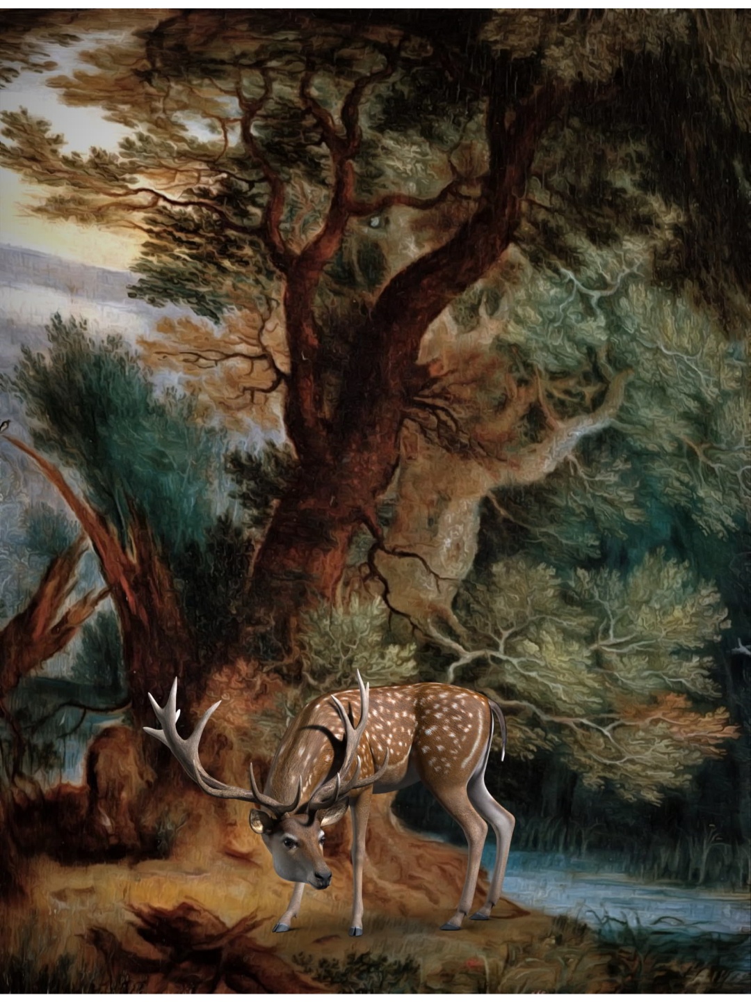 

CVANU Beige & Green Canvas Painting Wall Art