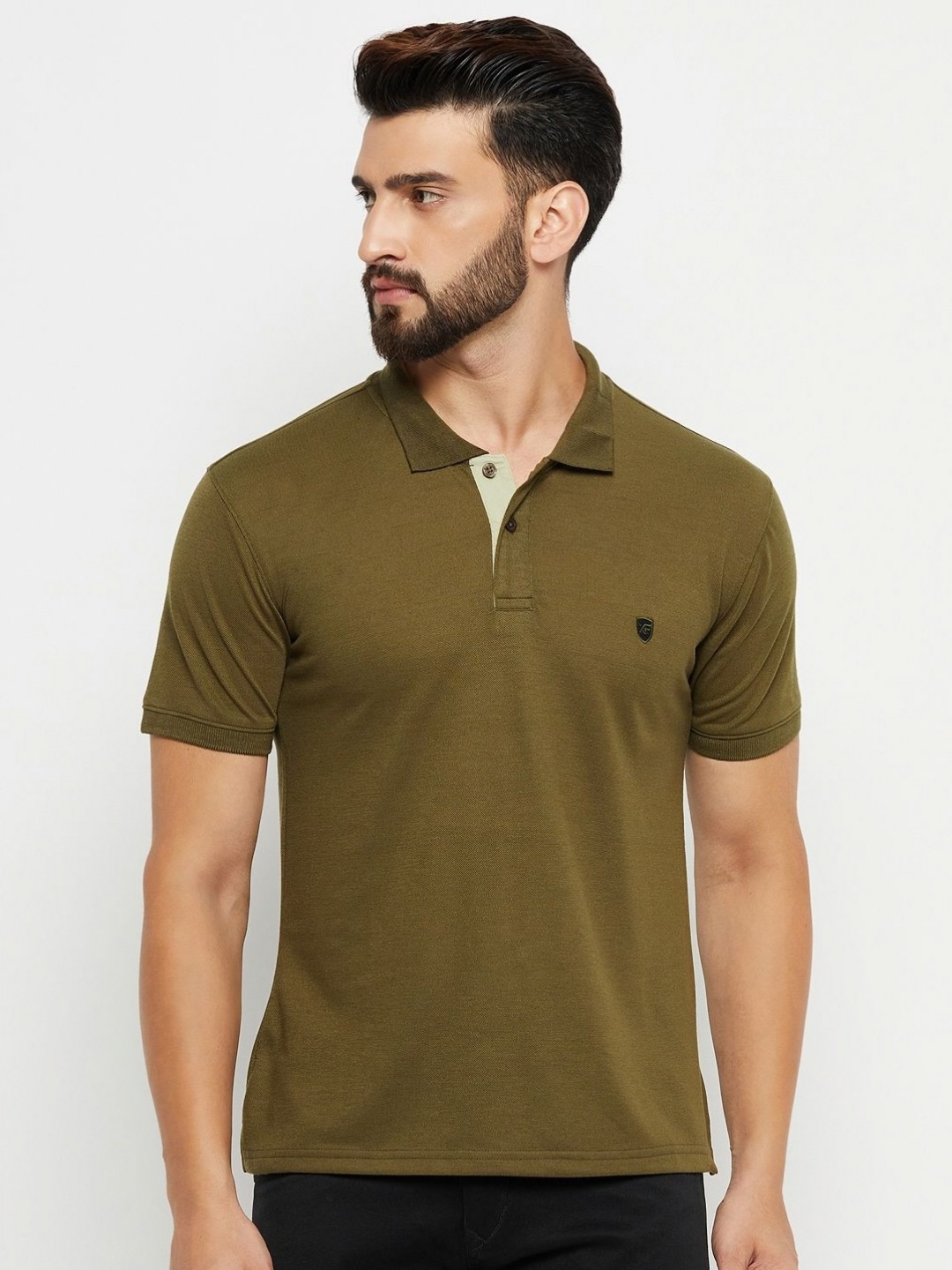 

XFOX Men Polo Collar T-shirt, Olive