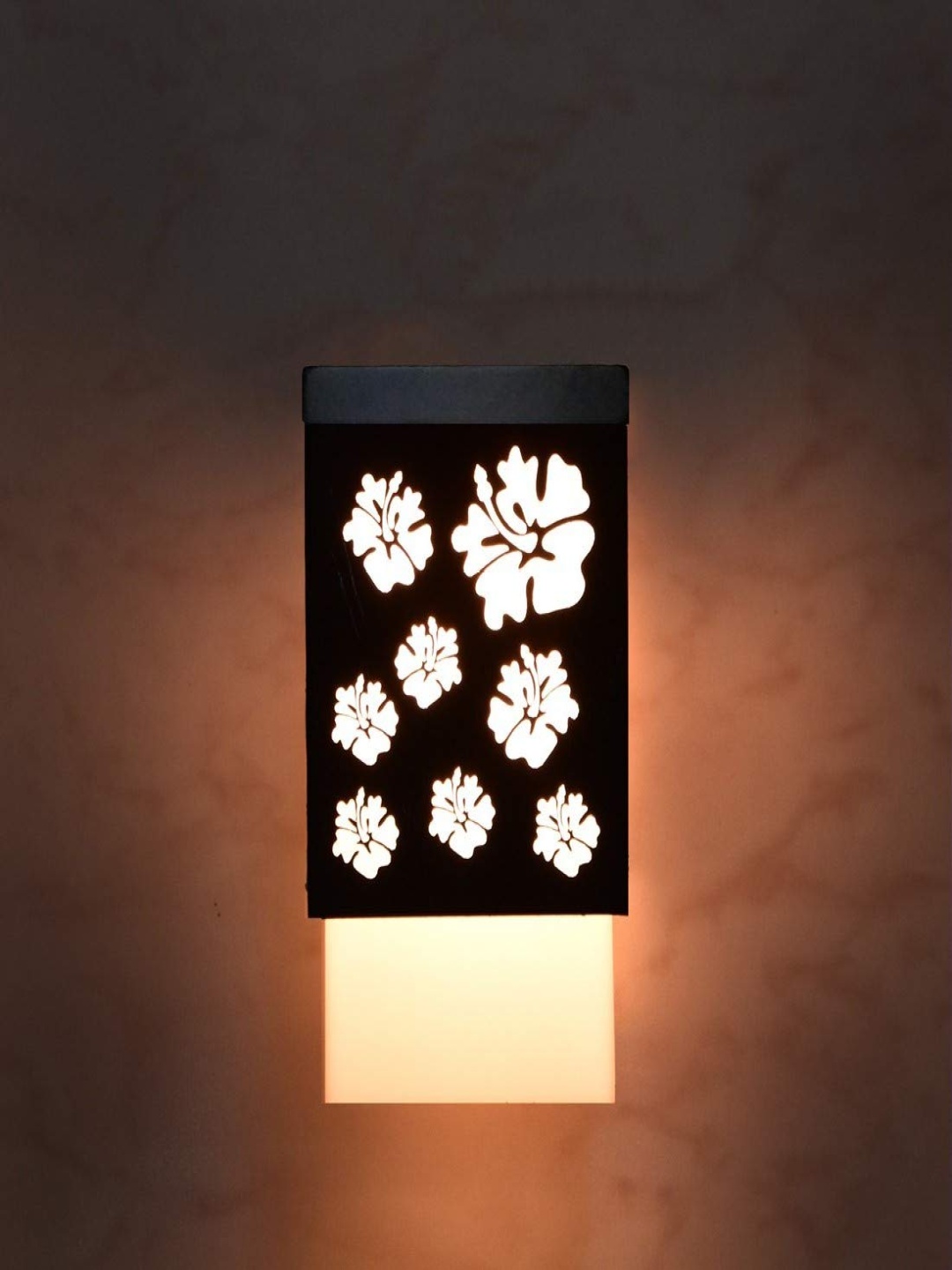 

Gojeeva Black & White Textured Wood Square Shaped Wall Lamp