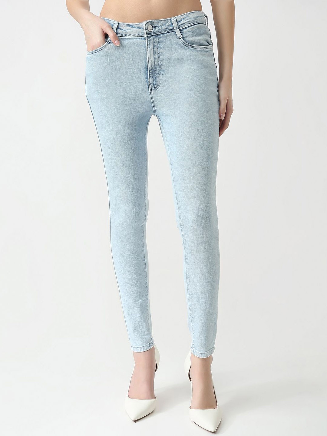 

Kraus Jeans Women Skinny Fit High-Rise Light Fade Jeans, Blue