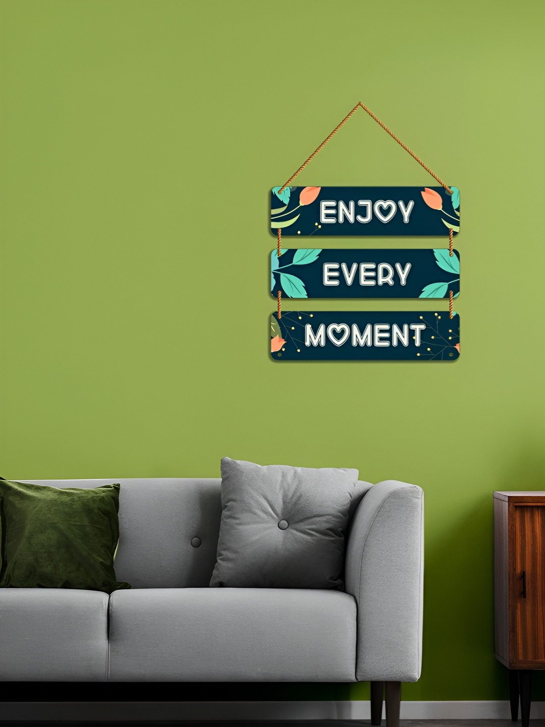 

WallDaddy Teal & Green Printed Motivational Wooden Wall Hanging