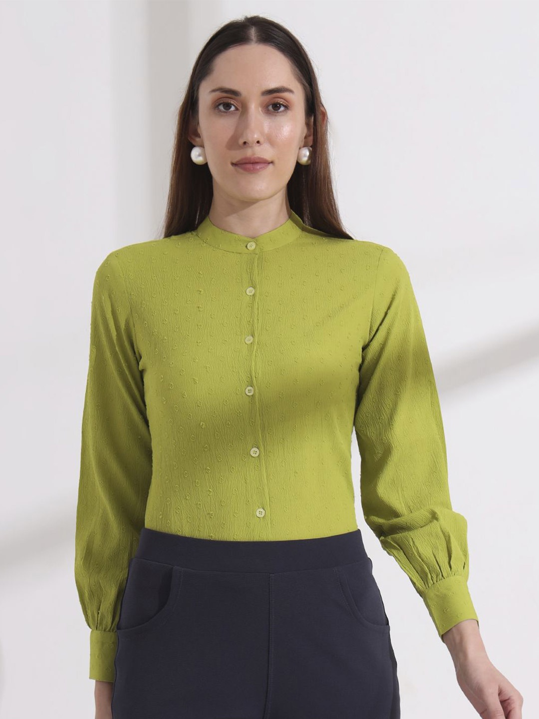 

FITHUB Women Opaque Formal Shirt, Green