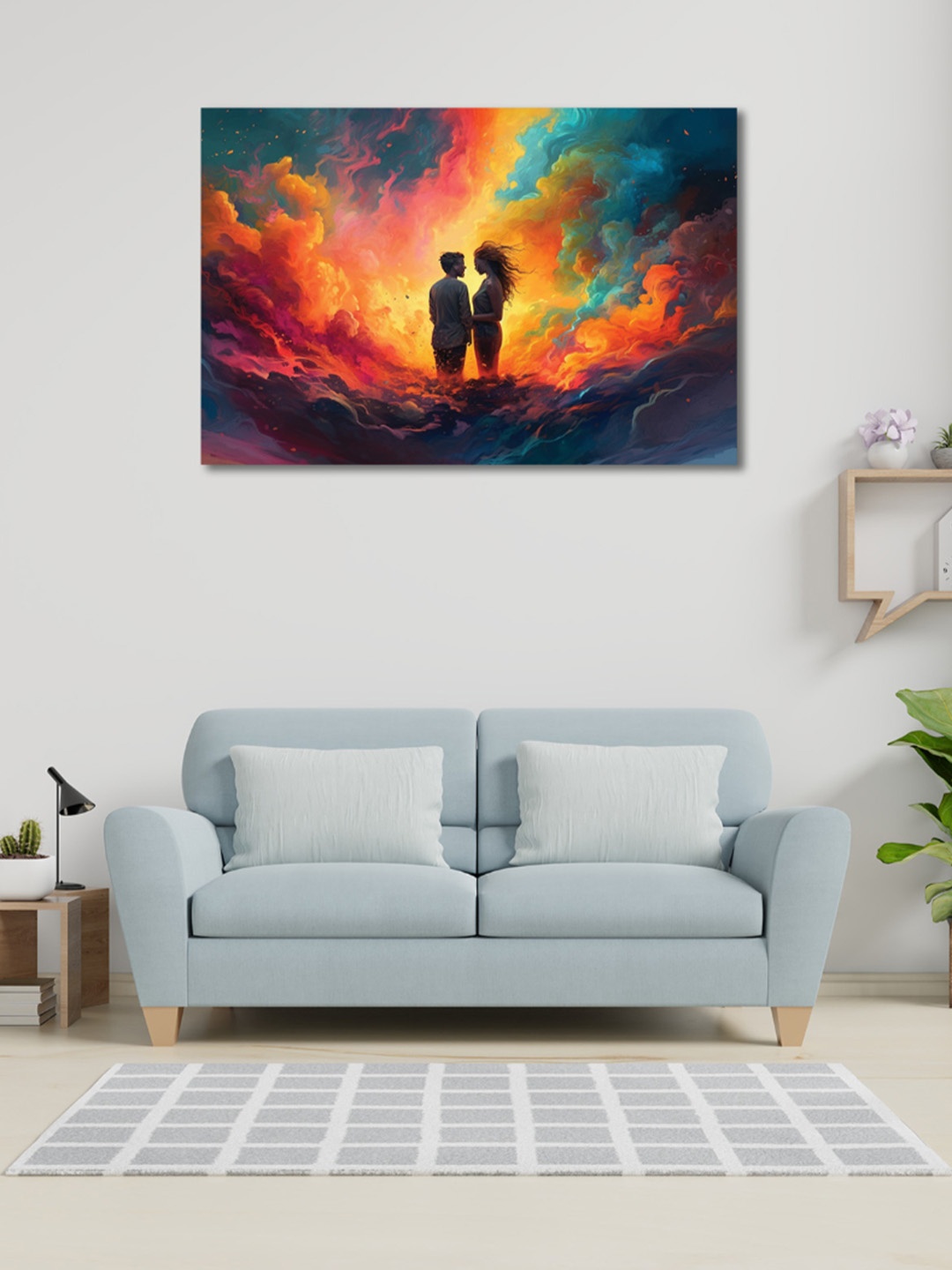 

CVANU Orange & Blue Canvas Wall Painting