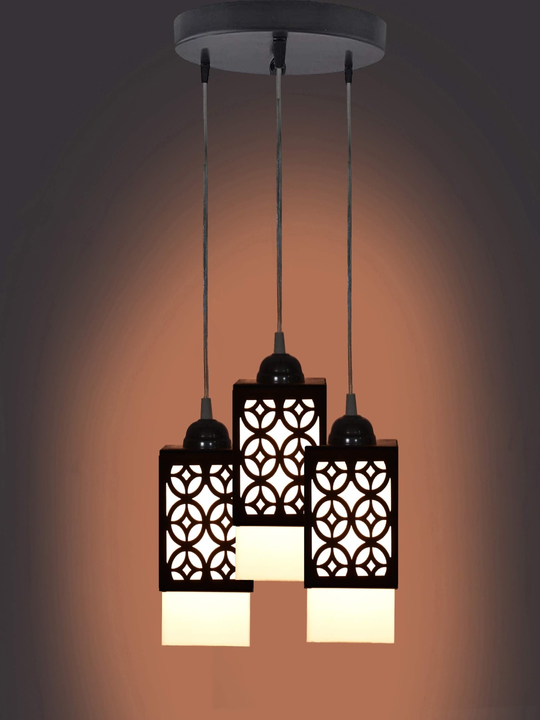 

Gojeeva Black & White 3 Pieces Textured Wood Square Shaped Wall Lamps