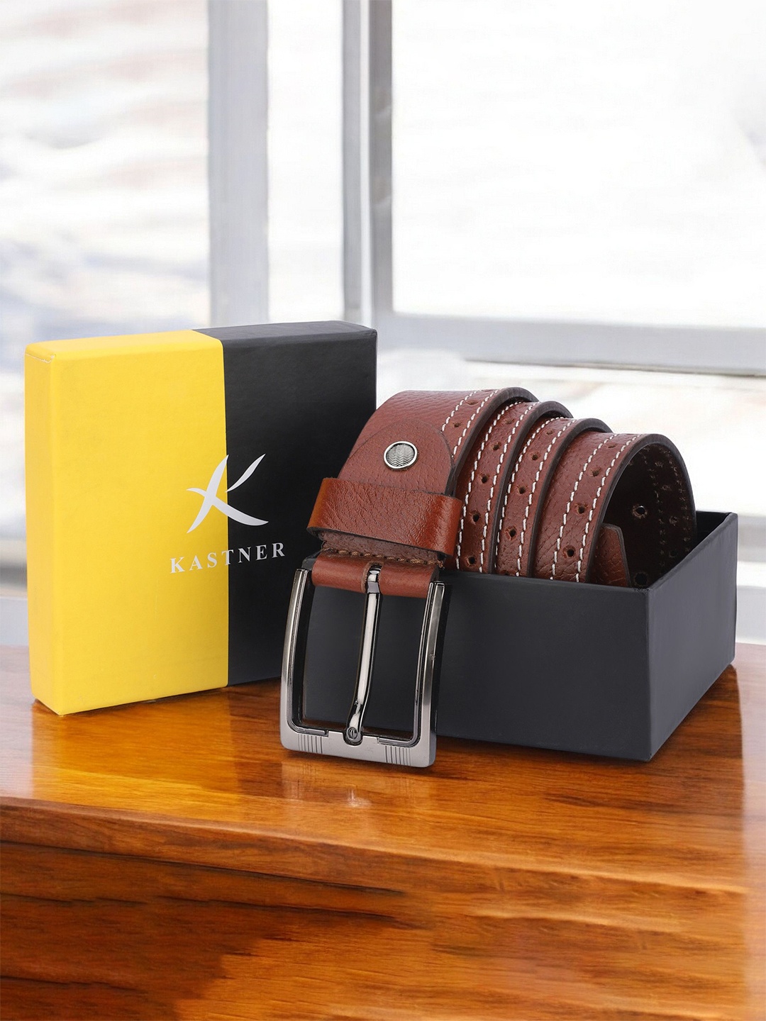 

Kastner Men Leather Formal Belt, Tan