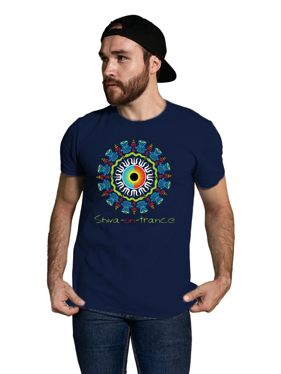 

Tantra Men Sports Printed Applique T-shirt, Navy blue