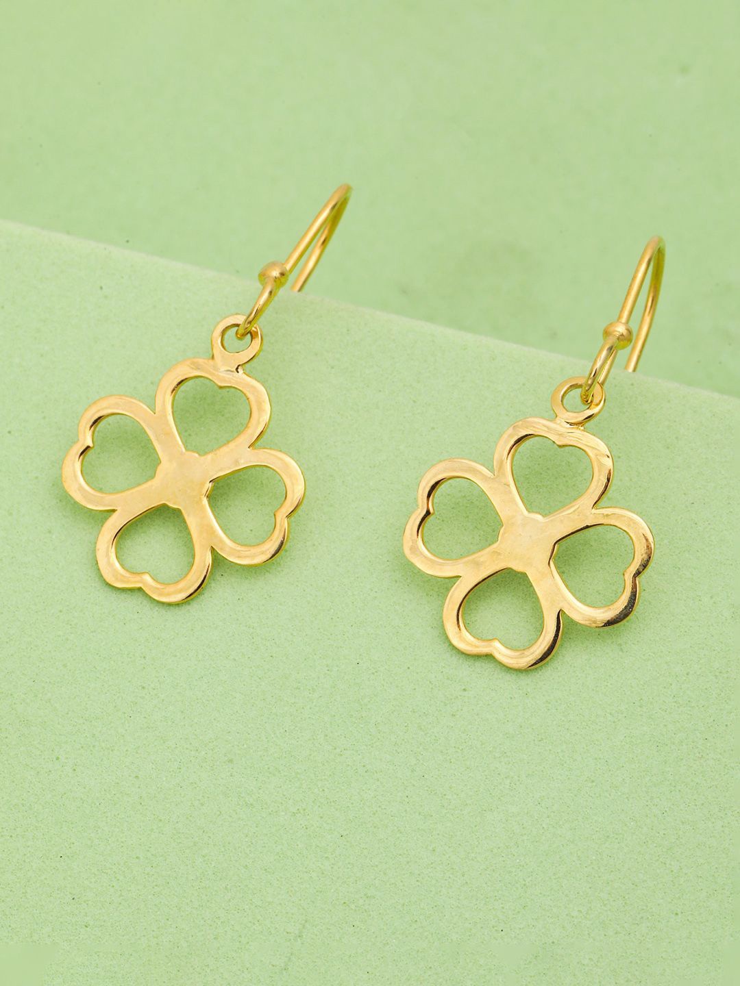 

MAIRA 925 Sterling Silver Rhodium-Plated Floral Shaped Drop Earrings, Gold