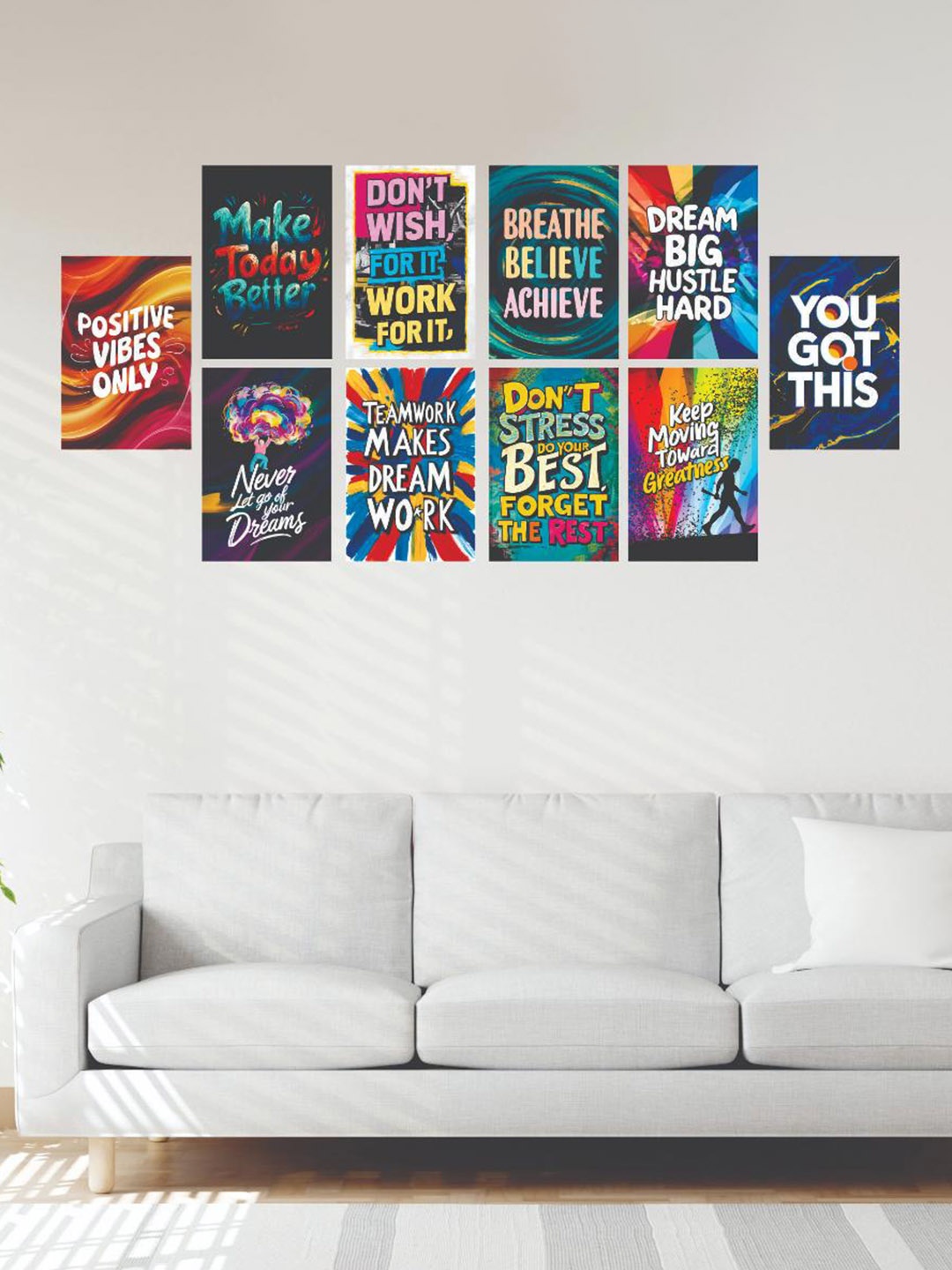 

CVANU Orange & White 10 Pieces Printed Paper Wall Poster