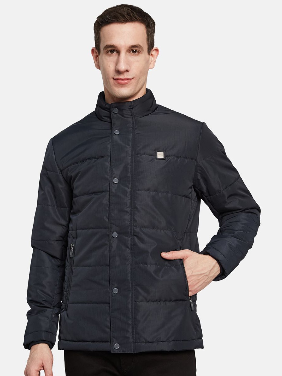 

METTLE Men Quilted Jacket, Navy blue