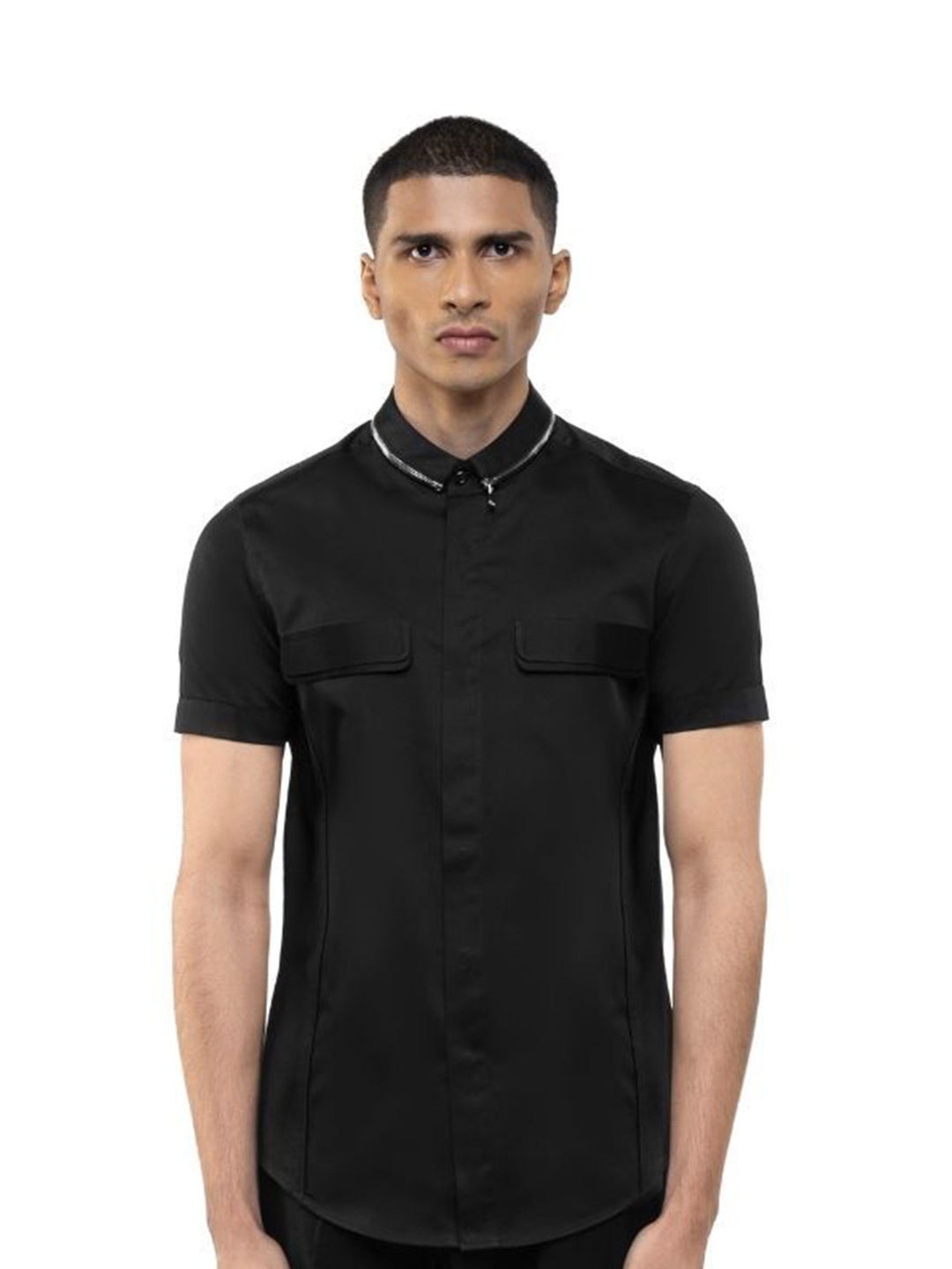 

SDS By Kushal Shah Men Smart Tailored Fit Opaque Party Shirt, Black