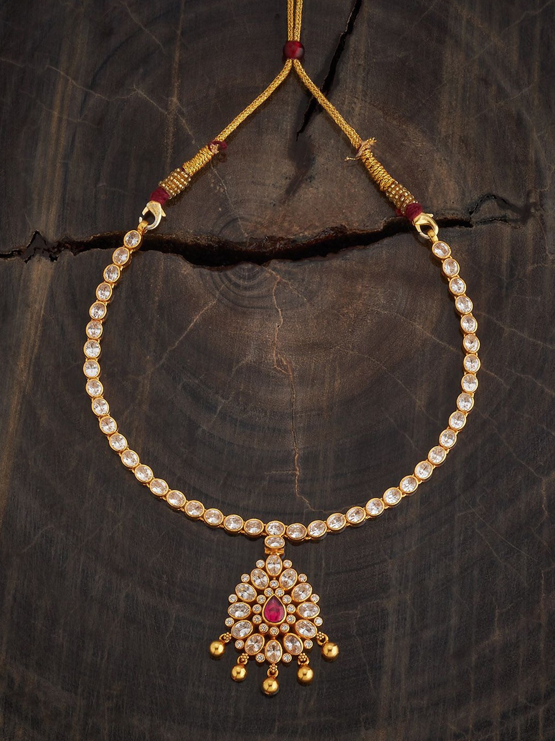 

Kushal's Fashion Jewellery 92.5 Sterling Silver Gold-Plated Temple Necklace
