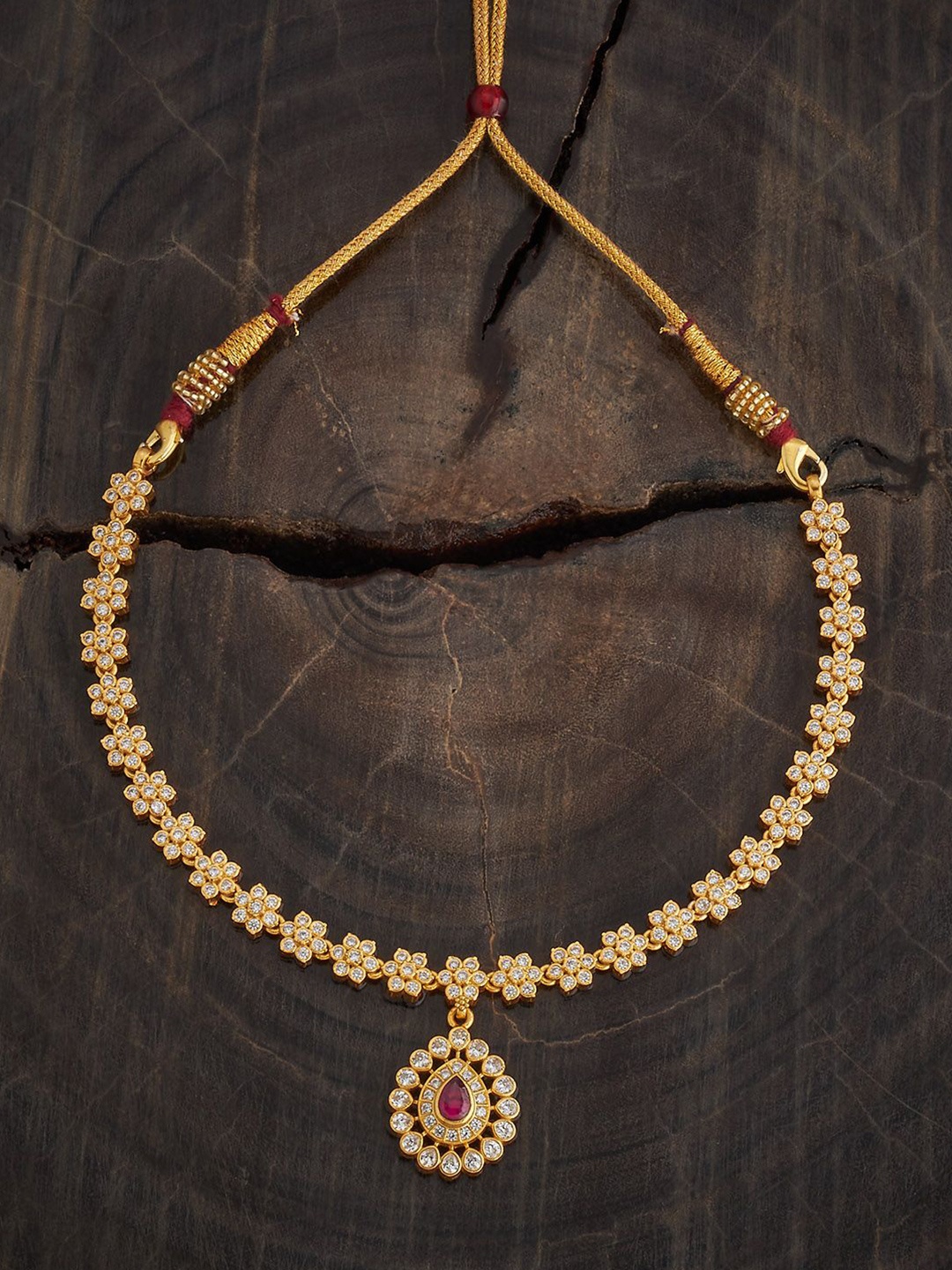 

Kushal's Fashion Jewellery 92.5 Sterling Silver Gold-Plated Temple Necklace