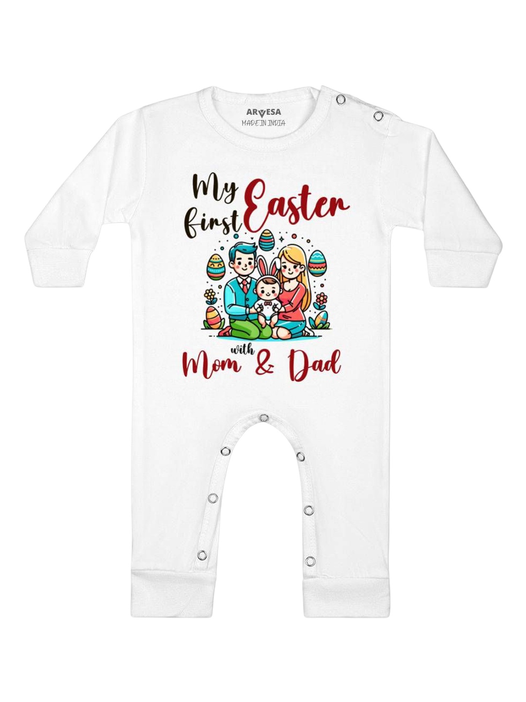 

Arvesa First Easter Printed Baby Romper, White
