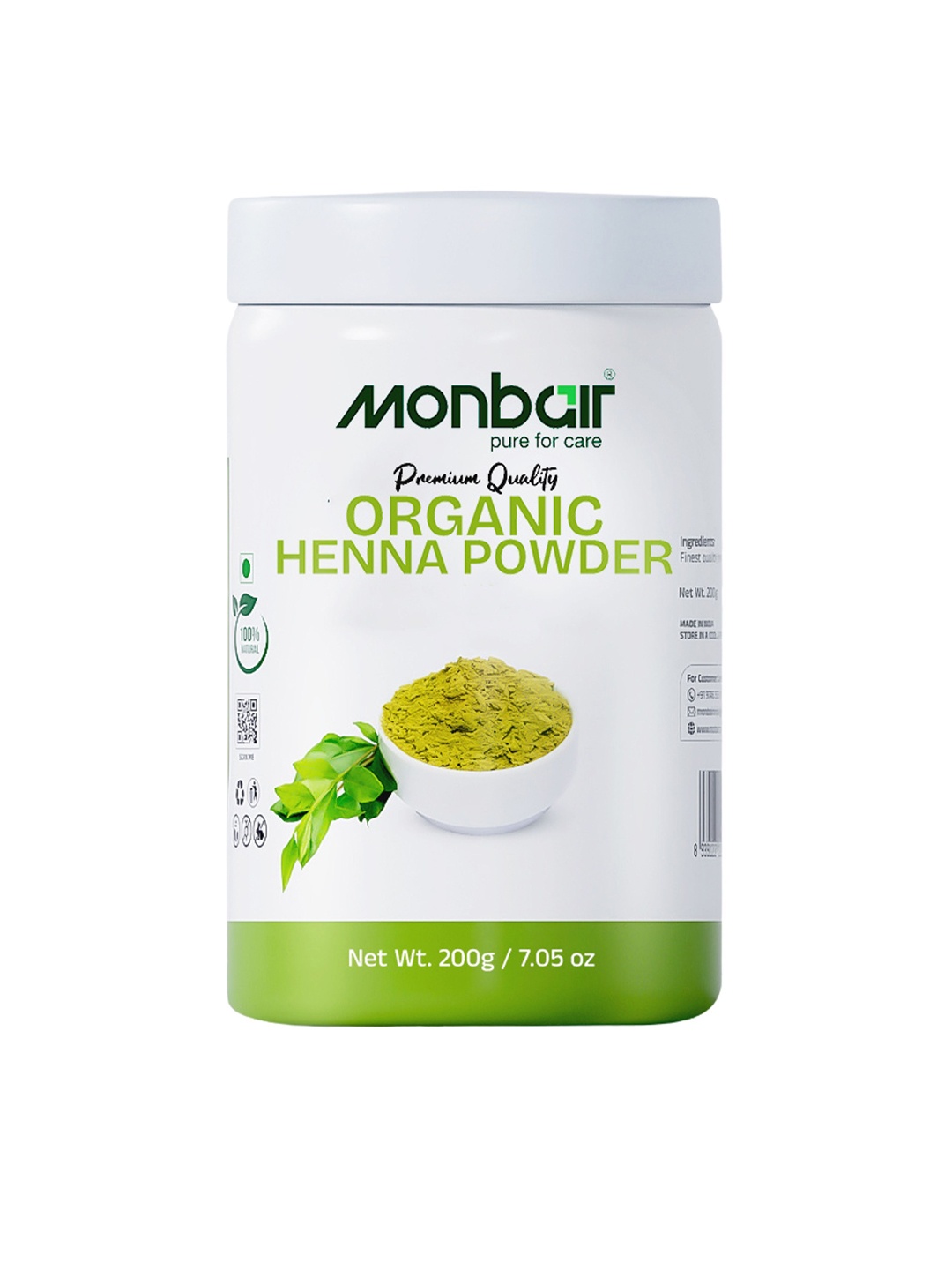 

MONBAIR Natural Herbal Henna Powder Hair Color - 200 g, Green